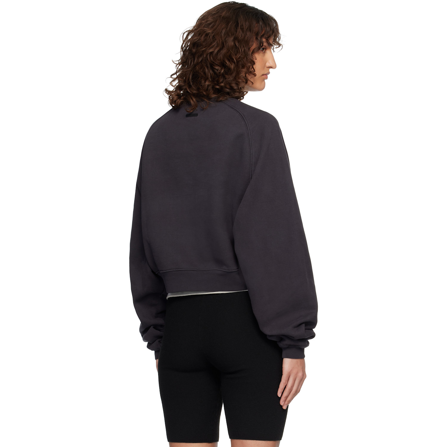  Fear Of God Essentials Black Campus 90's Cropped Raglan Sweatshirt 