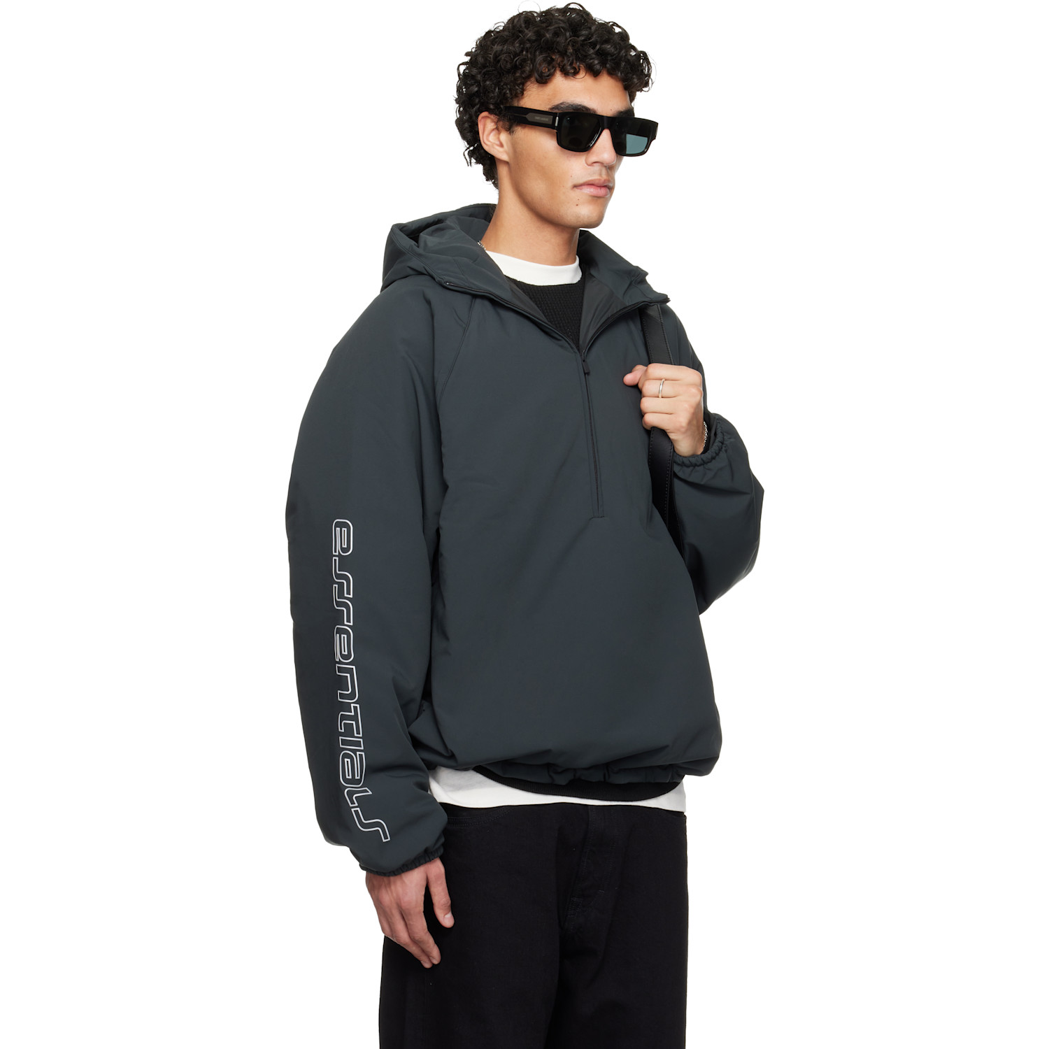  Fear Of God Essentials Gray Holiday Tech Nylon Half Zip Anorak 