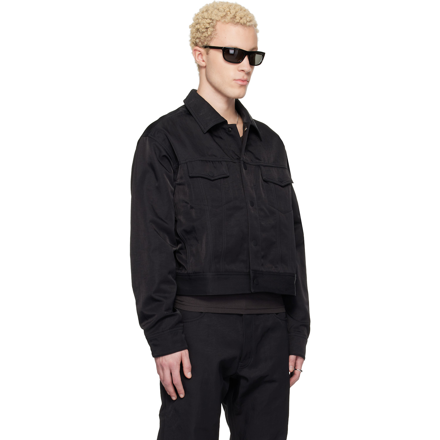  Fear Of God Essentials Black Textured Nylon Trucker Jacket 