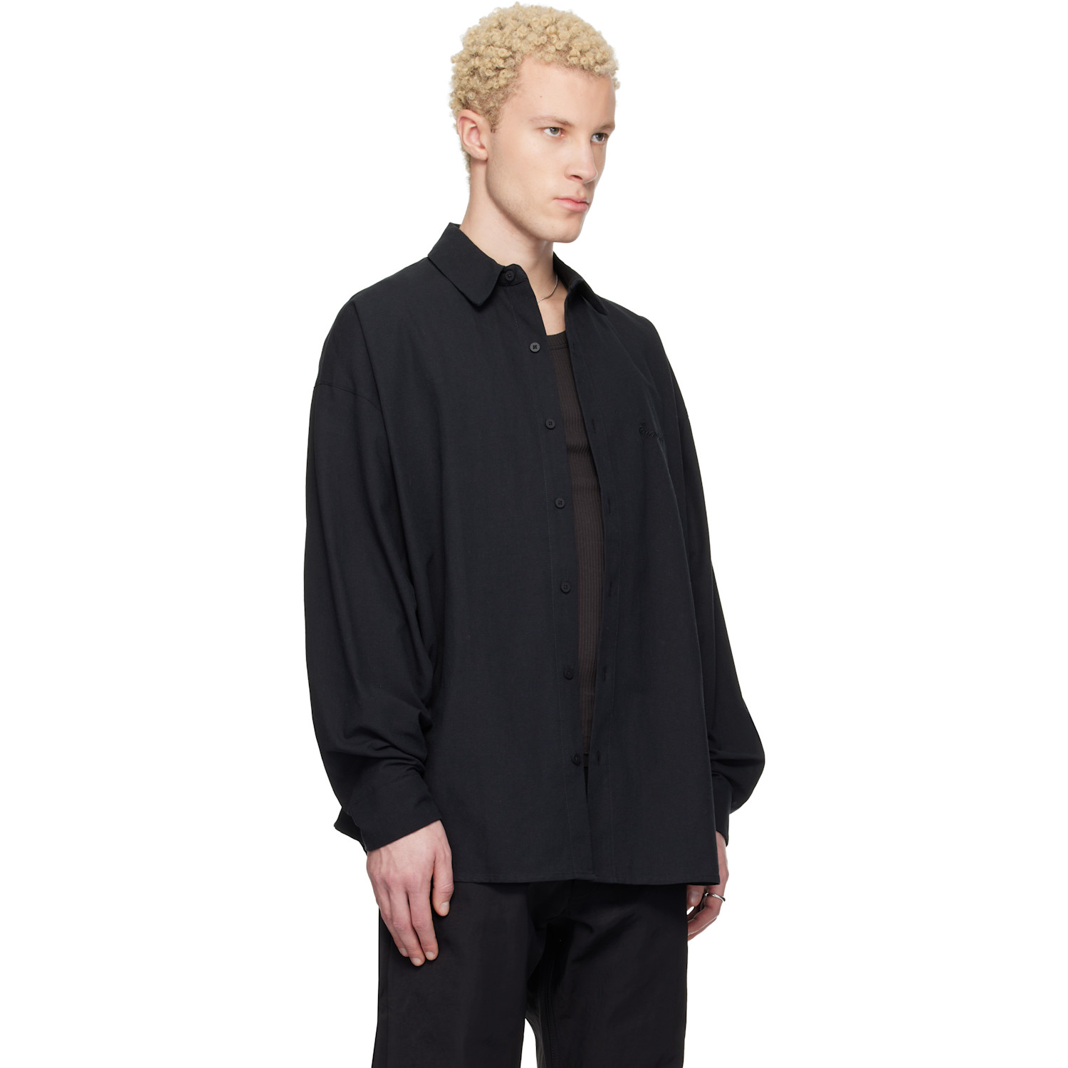  Fear Of God Essentials Black Signature Button Up Shirt 