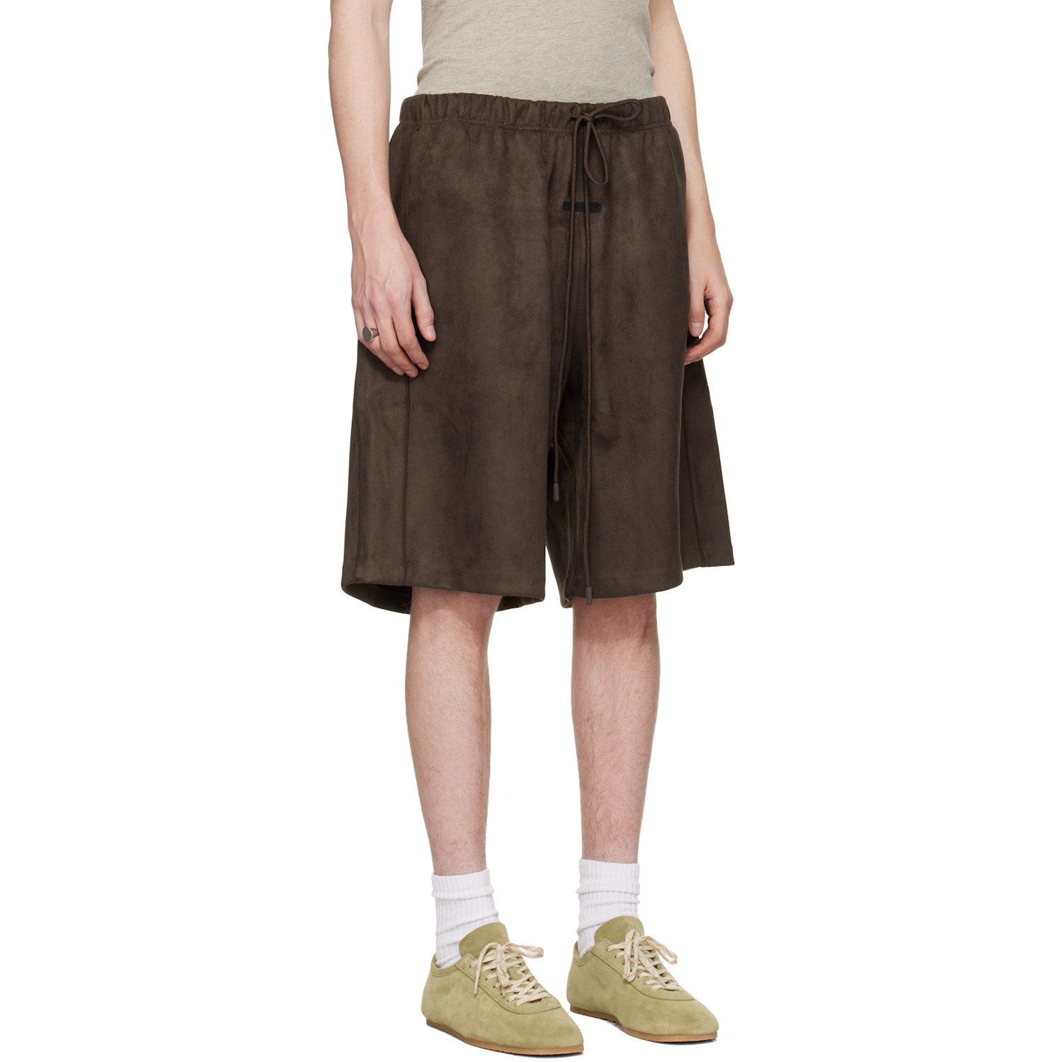  Fear Of God Essentials Brown Signature Relaxed Faux-suede Shorts 