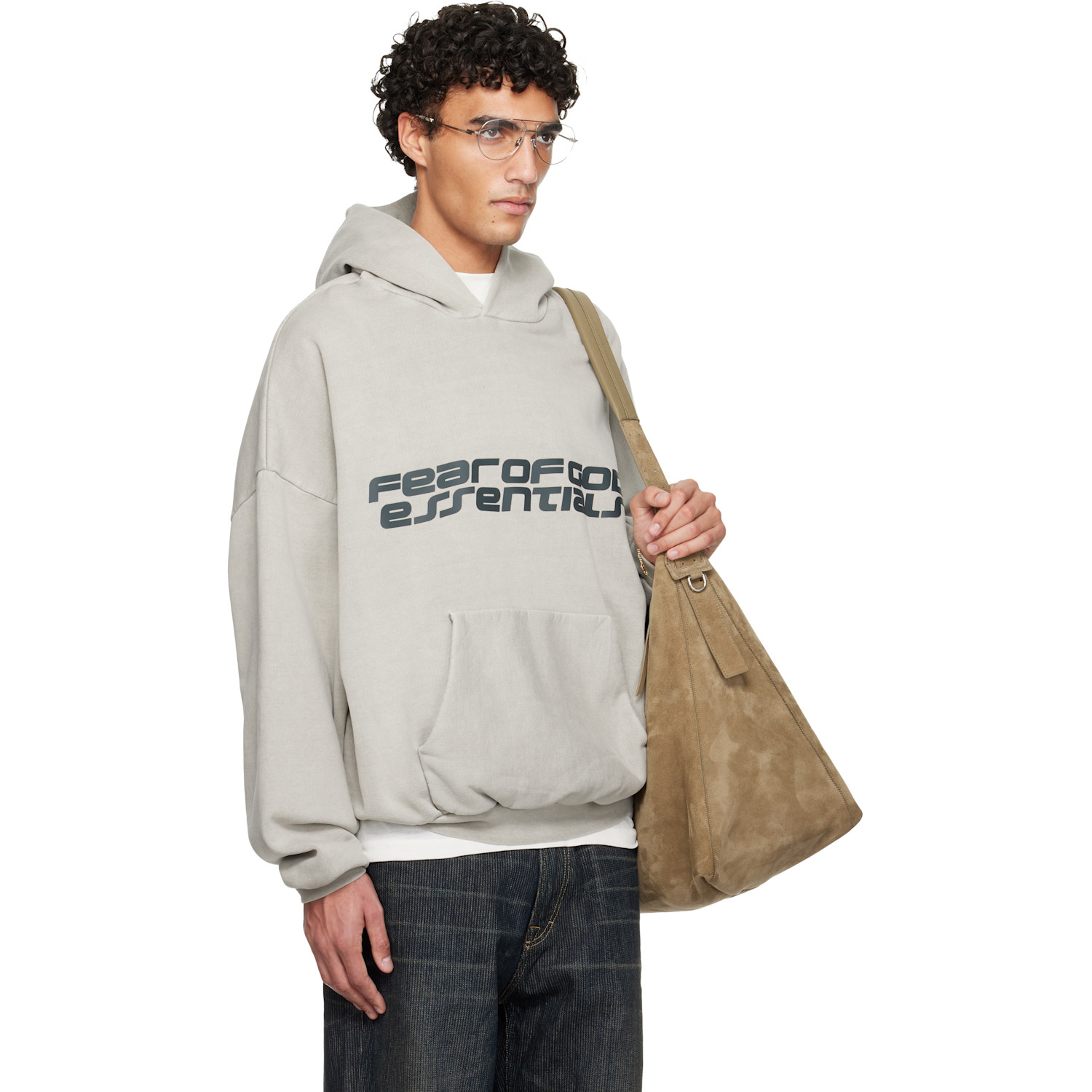  Fear Of God Essentials Gray Holiday Heavy Fleece 90s Hoodie 