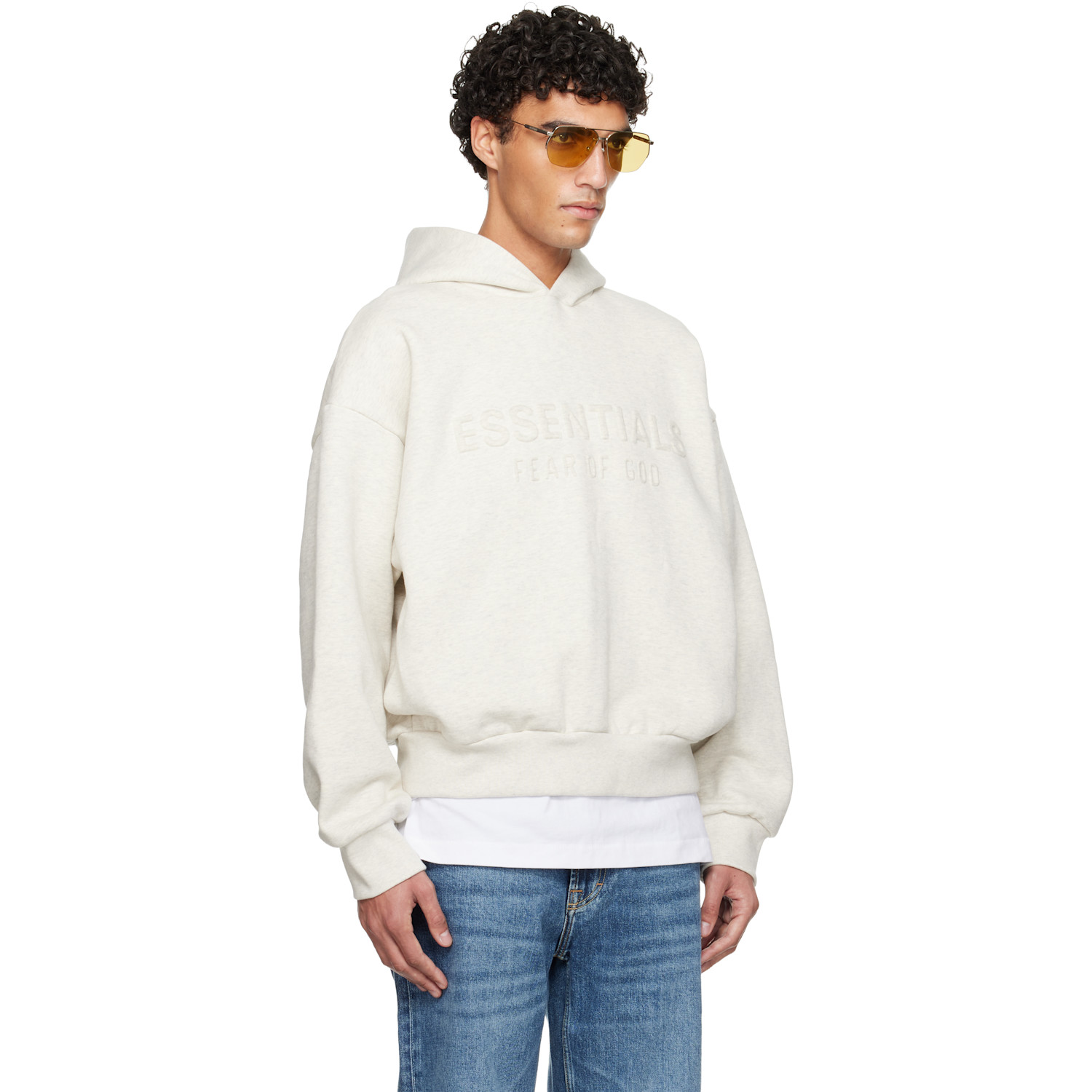 Fear Of God Essentials Off-white Holiday Embossed 'essentials' Classic Hoodie 