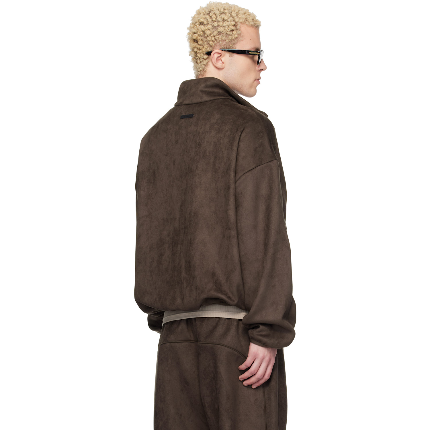  Fear Of God Essentials Brown Faux-suede Fleece Signature Modern Track Jacket 