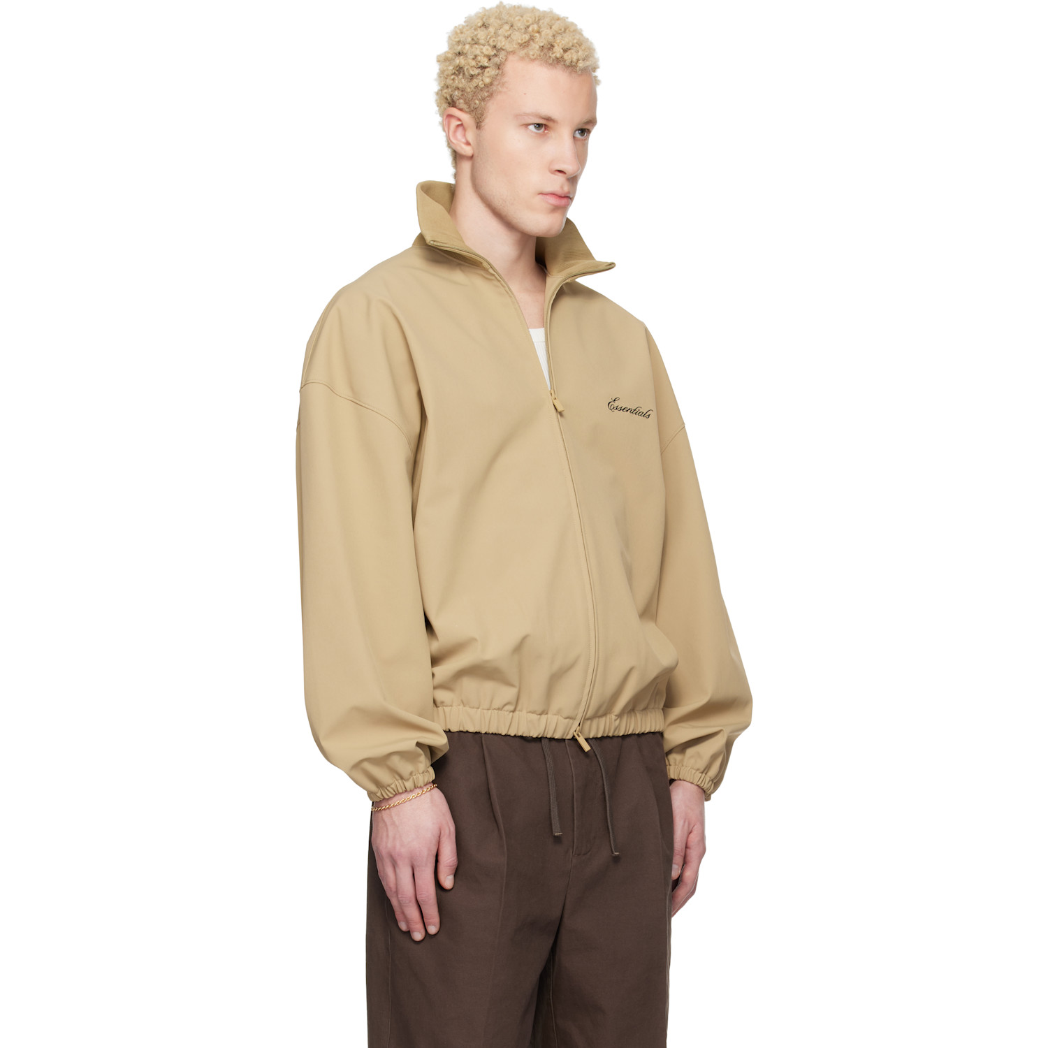  Fear Of God Essentials Beige Signature Full Zip Track Jacket 