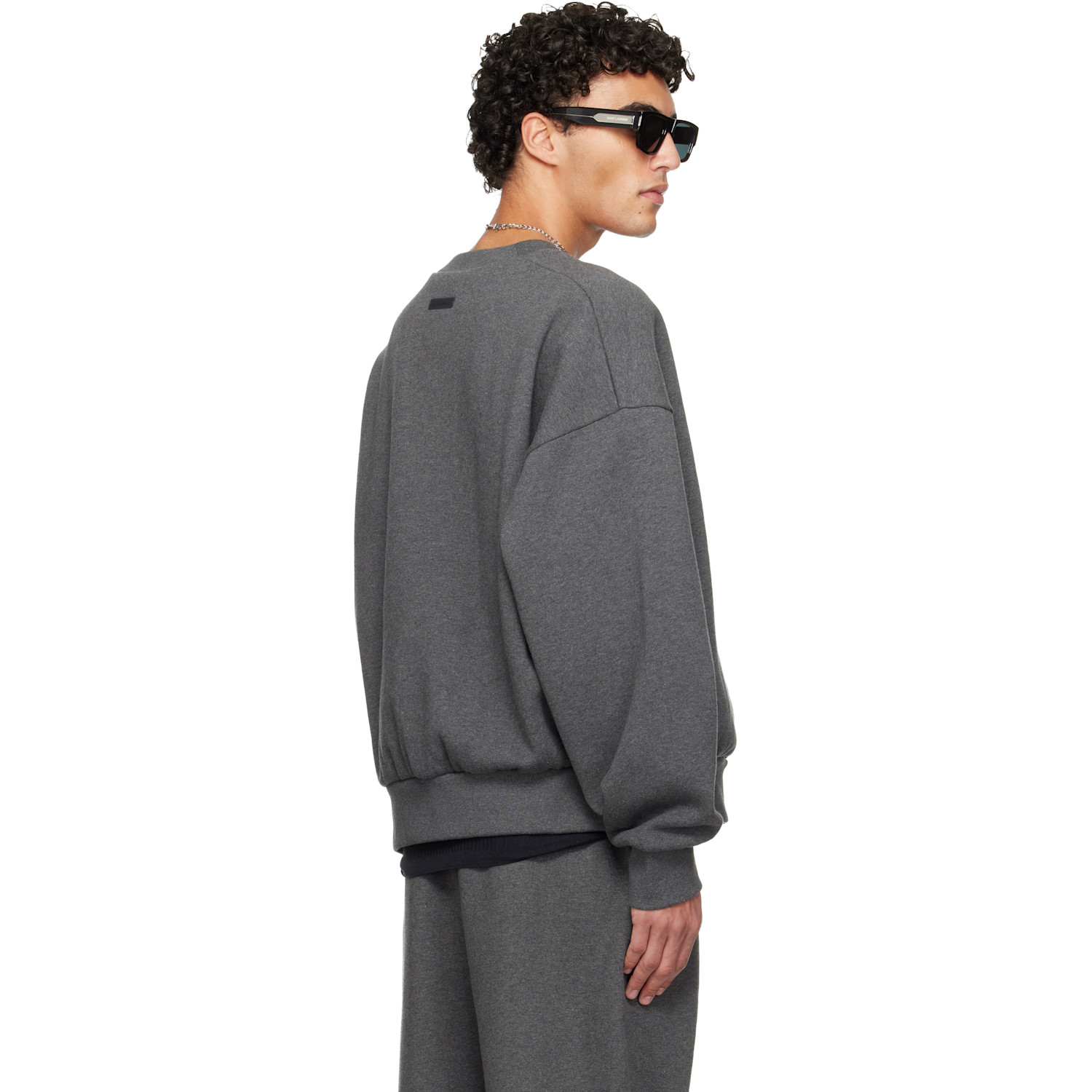  Fear Of God Essentials Gray Holiday Embossed Classic Crewneck Sweatshirt 