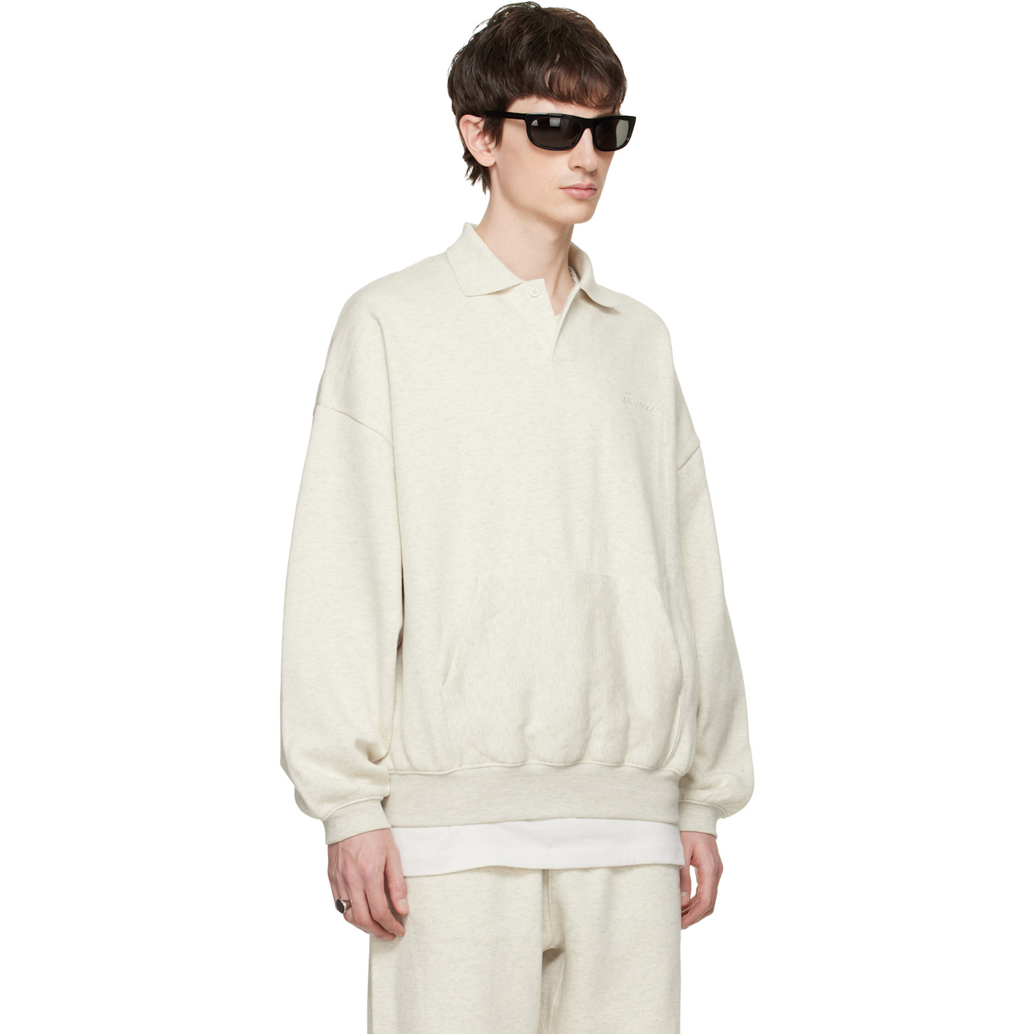  Fear Of God Essentials Gray Signature 90s Polo Sweatshirt 