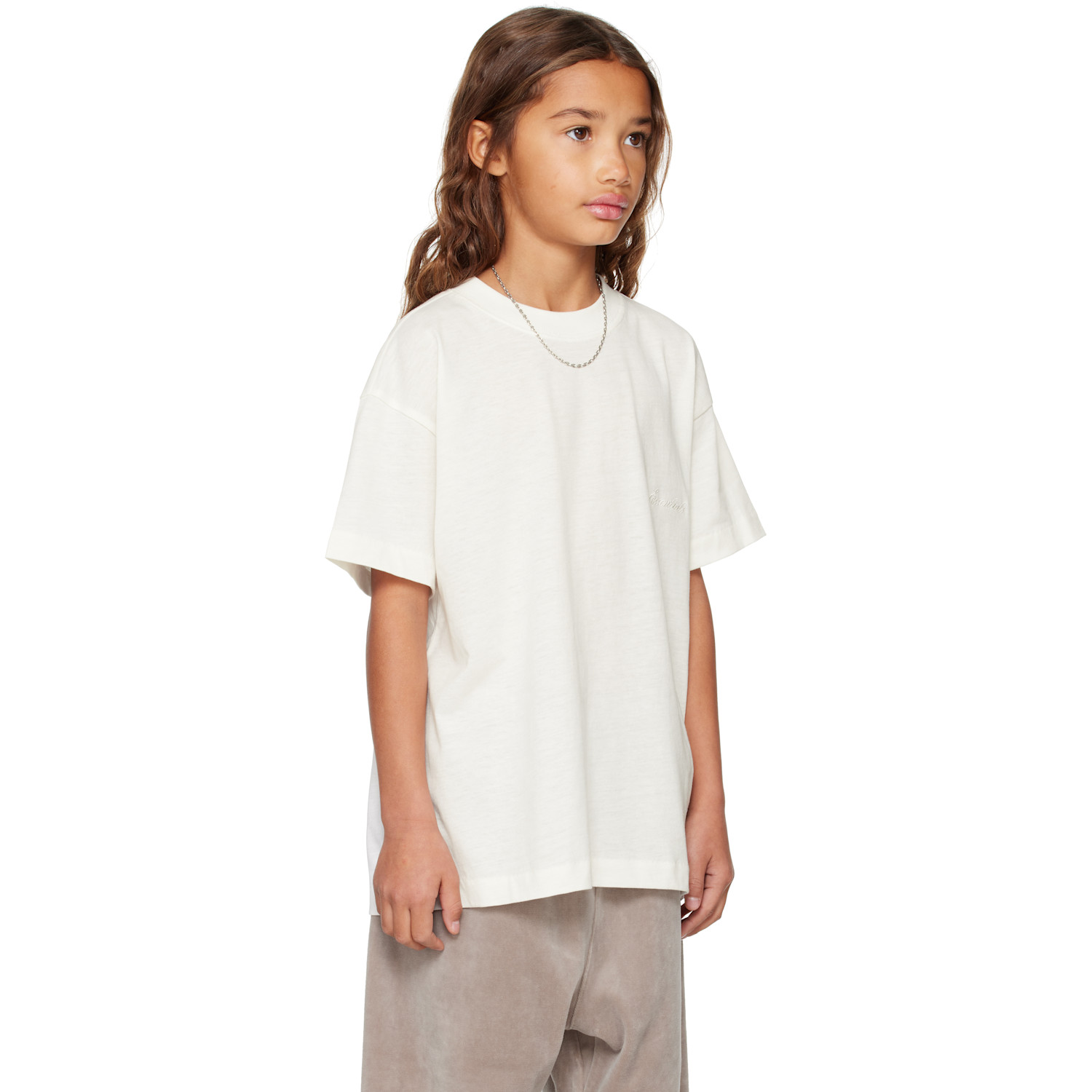  Fear Of God Essentials Kids White Holiday Embroidered Essential T-shirt 