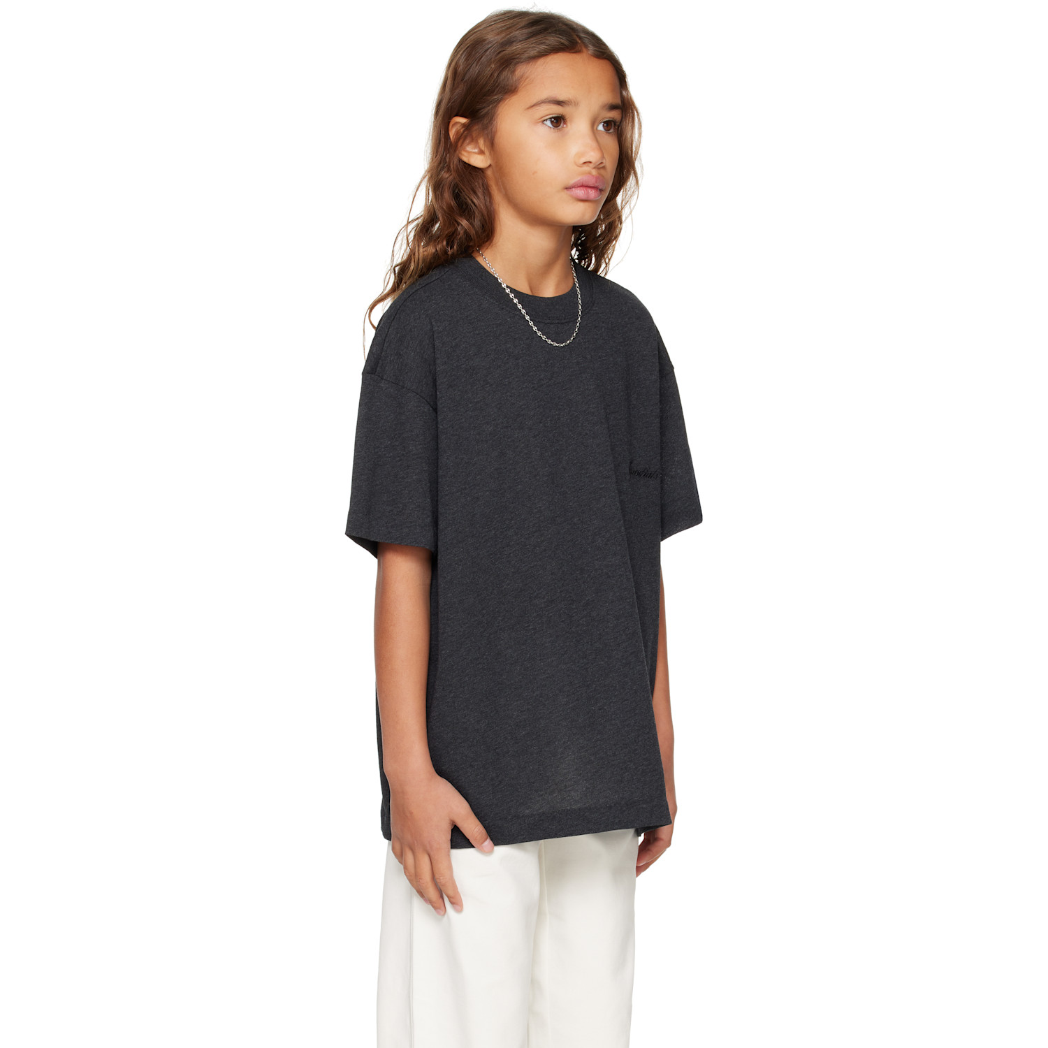  Fear Of God Essentials Kids Black Holiday Embroidered Essential T-shirt 
