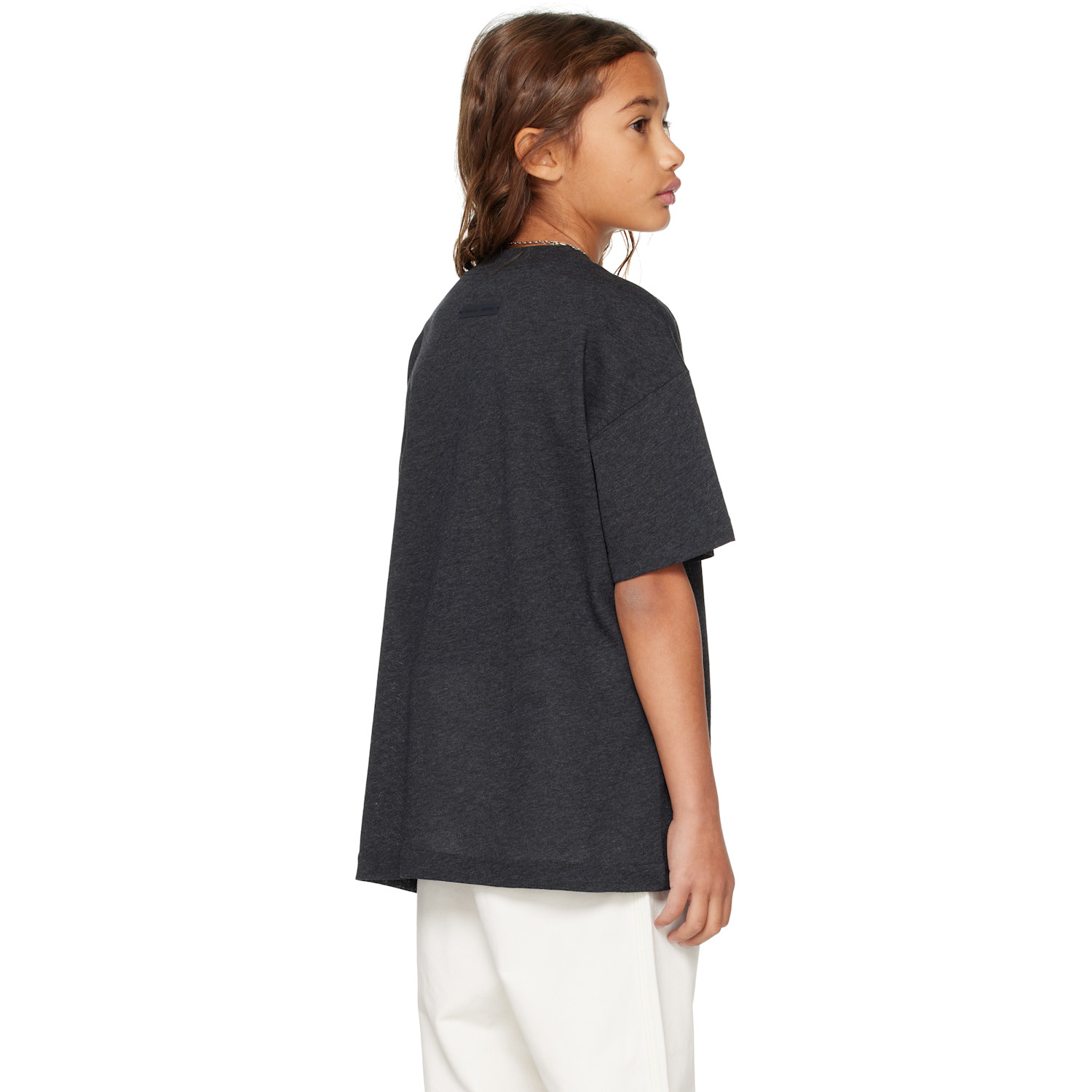  Fear Of God Essentials Kids Black Holiday Embroidered Essential T-shirt 