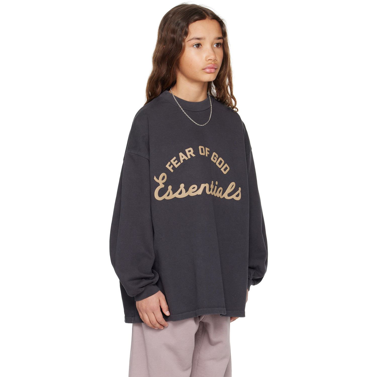  Fear Of God Essentials Kids Black Training 90's Long Sleeve T-shirt 