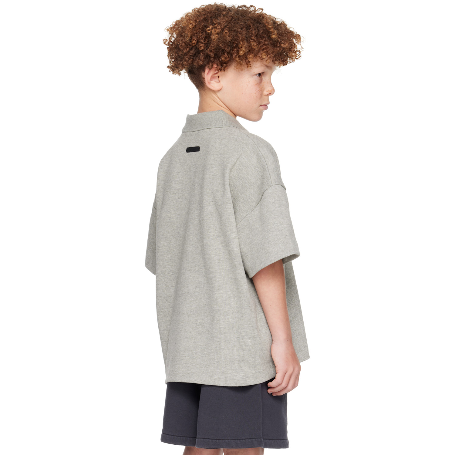  Fear Of God Essentials Kids Gray Signature Classic Short Sleeve Polo 