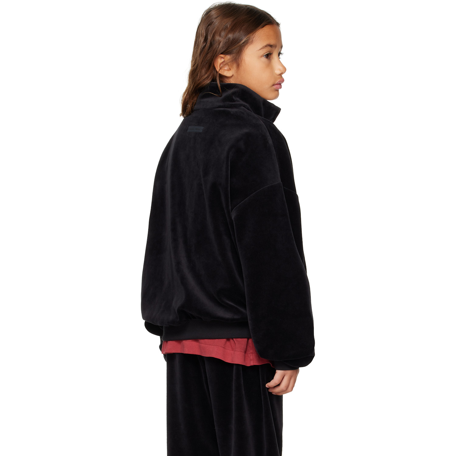  Fear Of God Essentials Kids Black Holiday Velour Classic Track Jacket 