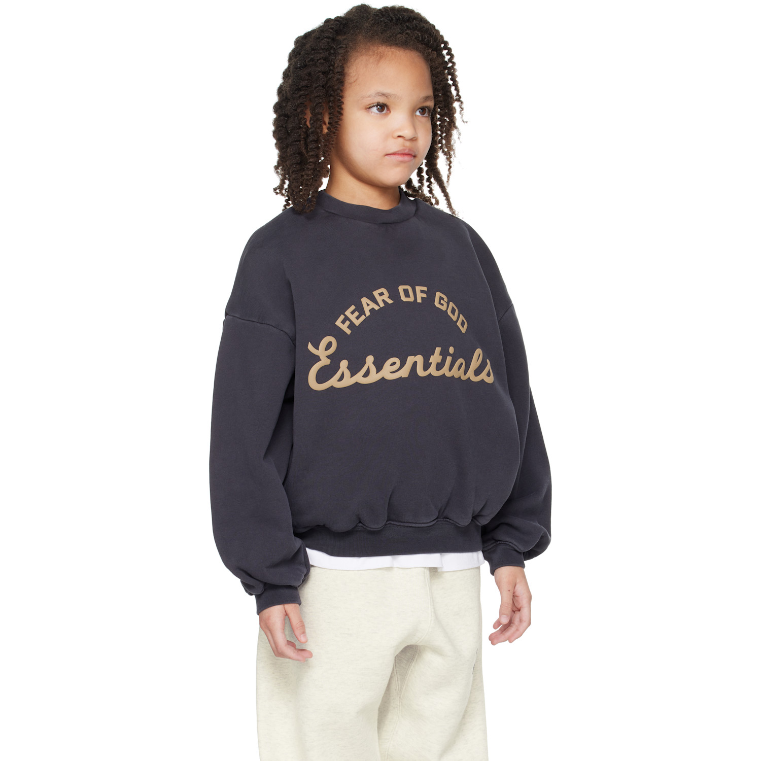  Fear Of God Essentials Kids Black Training 90's Crewneck Sweatshirt 