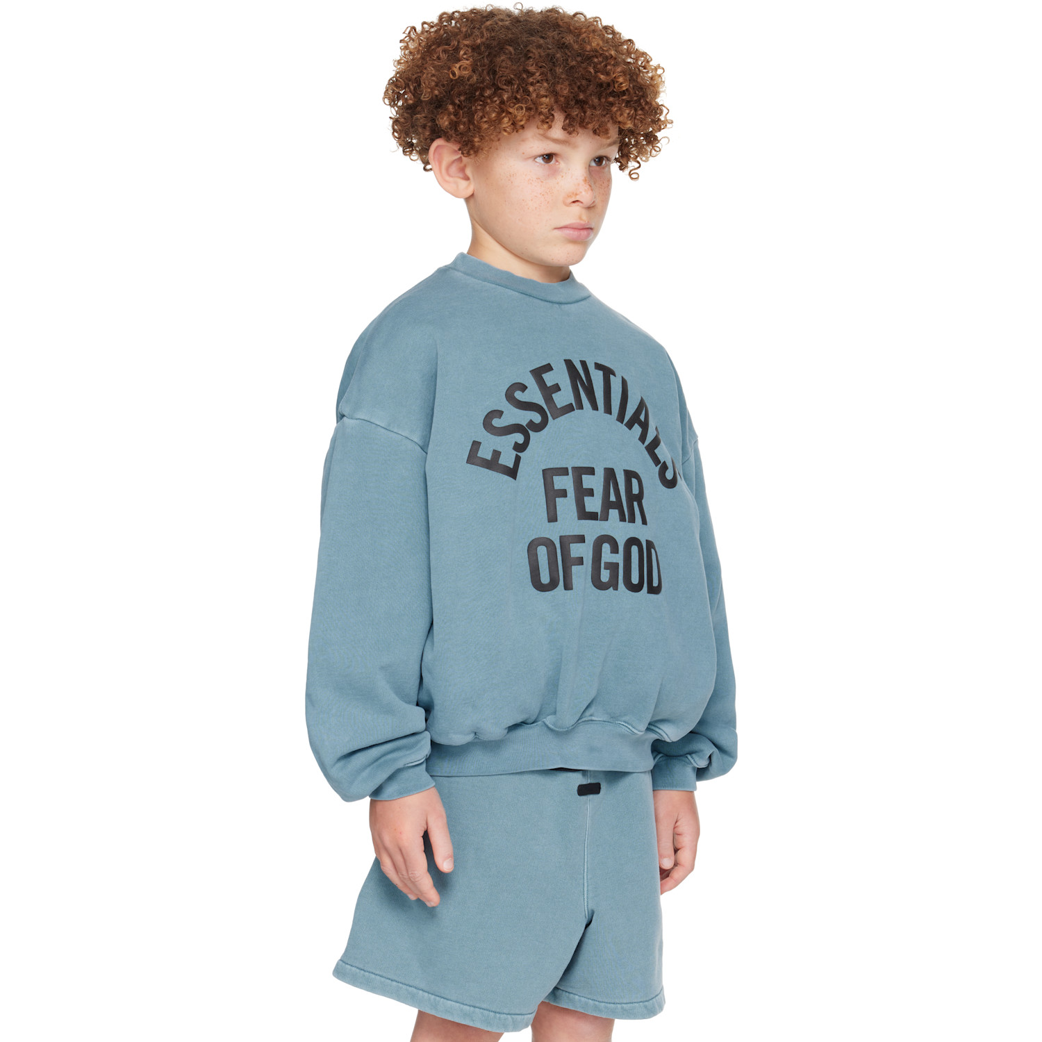  Fear Of God Essentials Kids Blue Campus 90's Crewneck Sweatshirt 