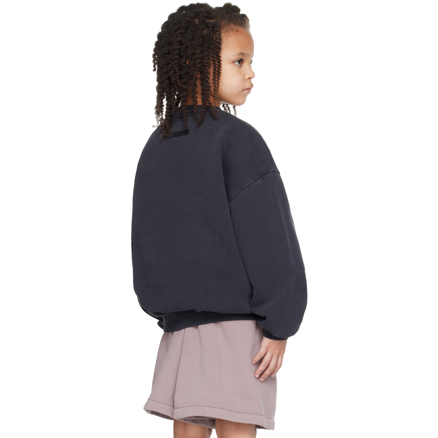  fear Of God Essentials Enfant | Pull Molletonné 90's Noir à Logo De Style Collégial Et à Col Ras Du Cou 