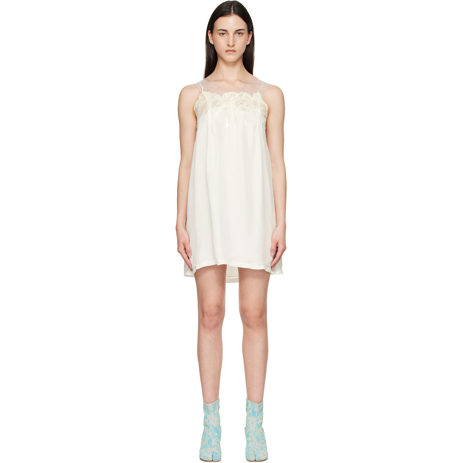 Maison Margiela Off-White Taped Slip Minidress
