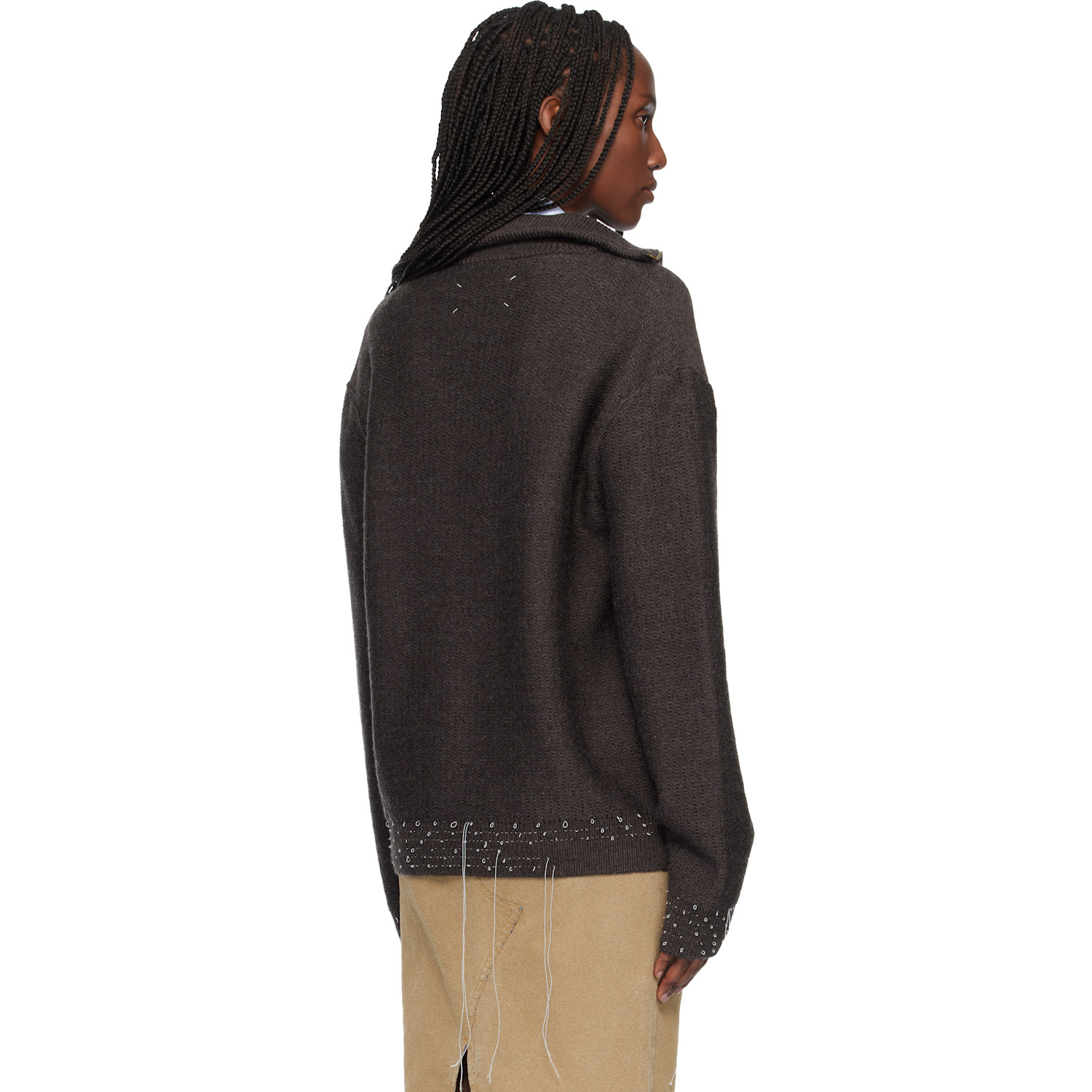  Maison Margiela Brown Loose Thread Sweater 