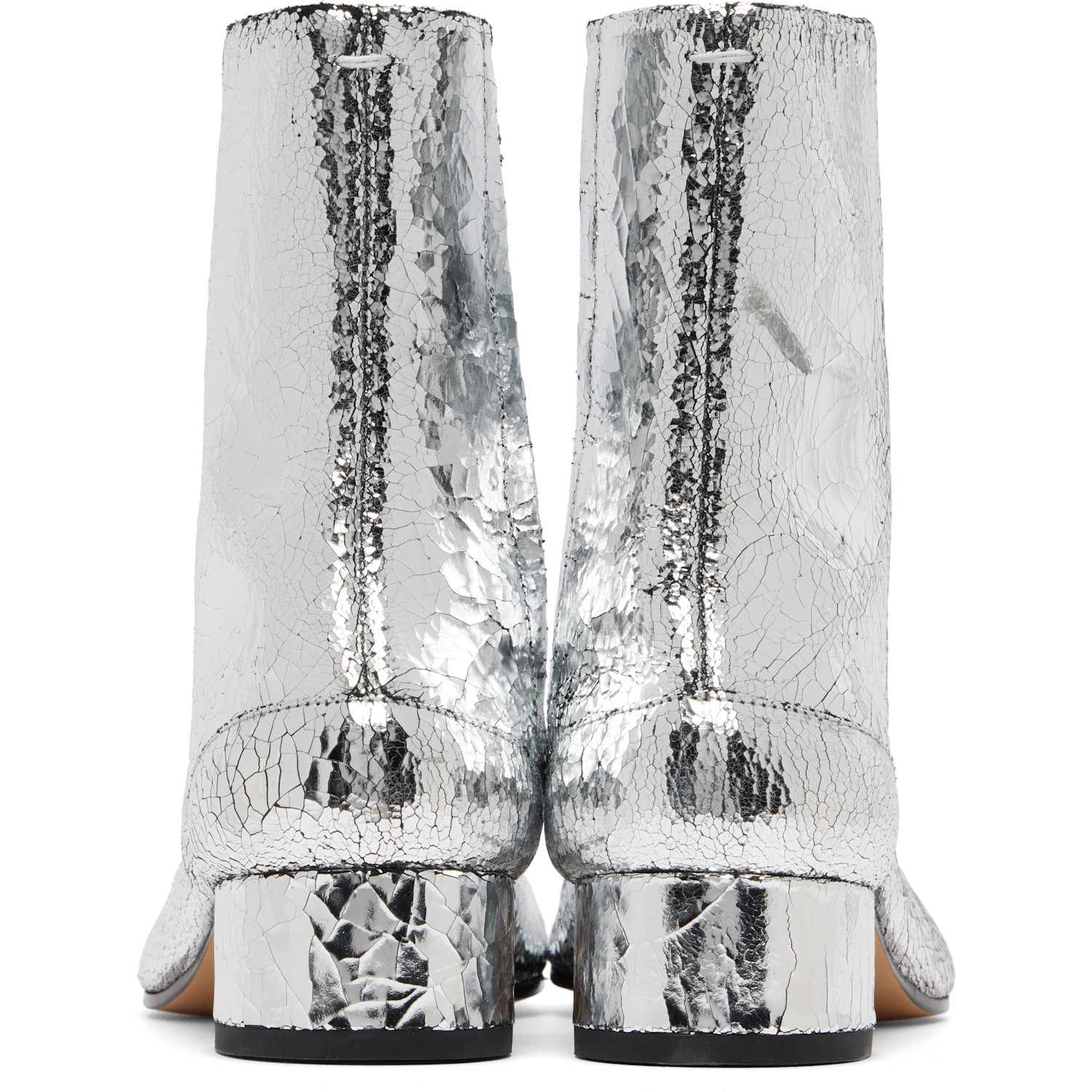  Maison Margiela Silver Tabi Mirror Boots 