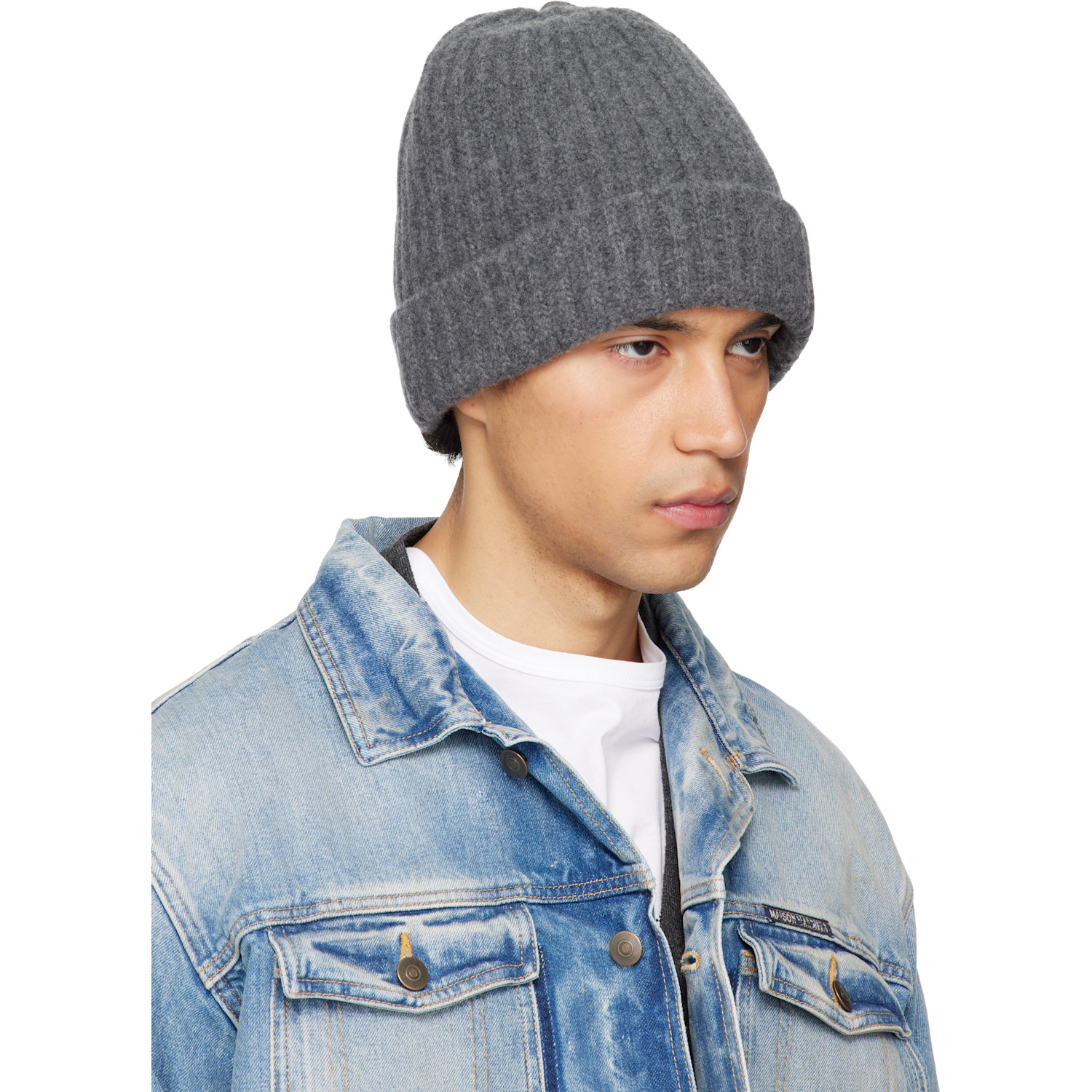 Maison Margiela Gray Ribbed Beanie 