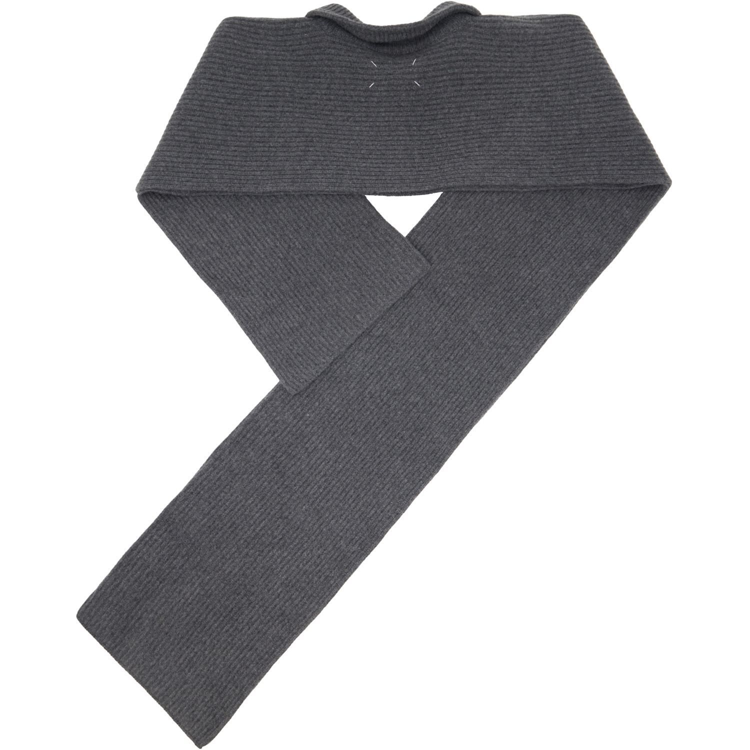 Maison Margiela Gray Ribbed Wool Collar Scarf 