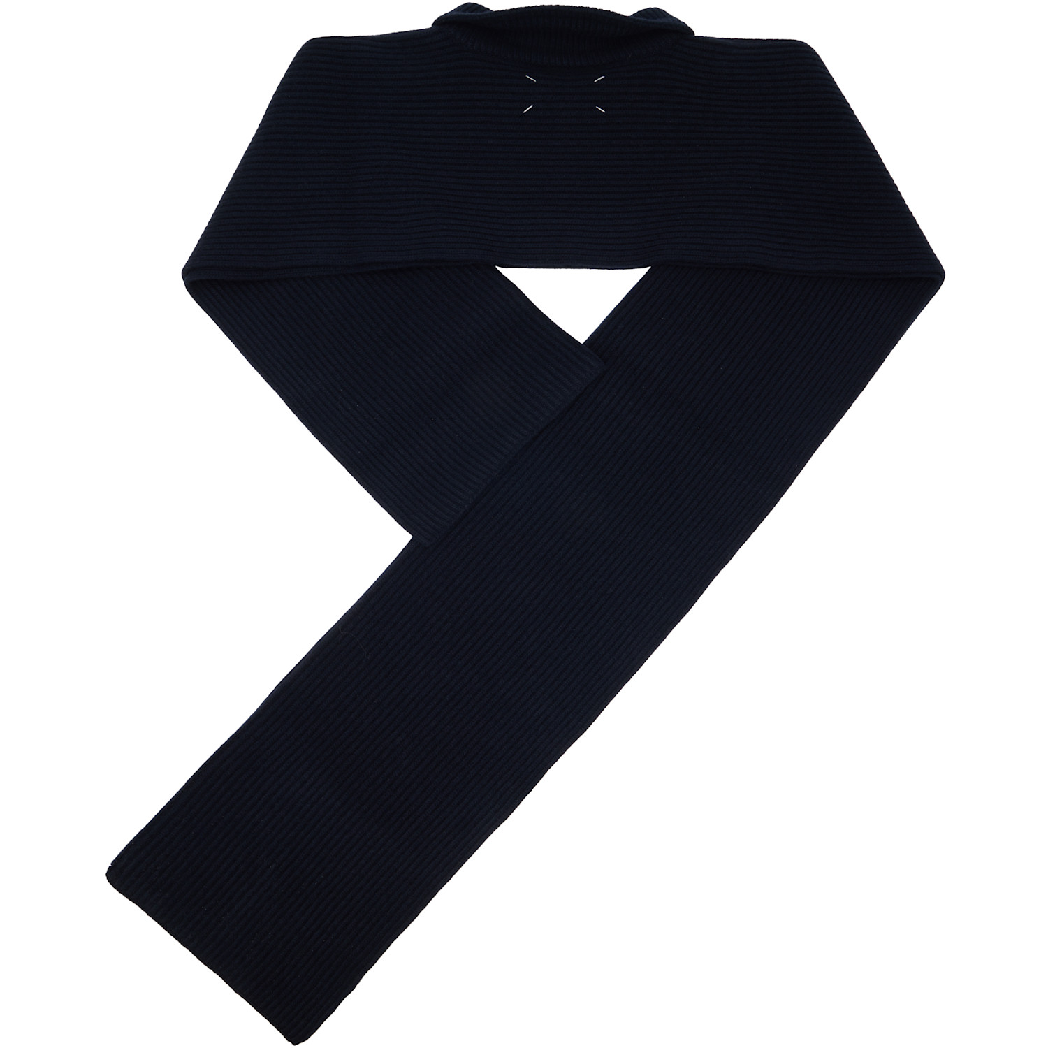  Maison Margiela Navy Ribbed Wool Collar Scarf 