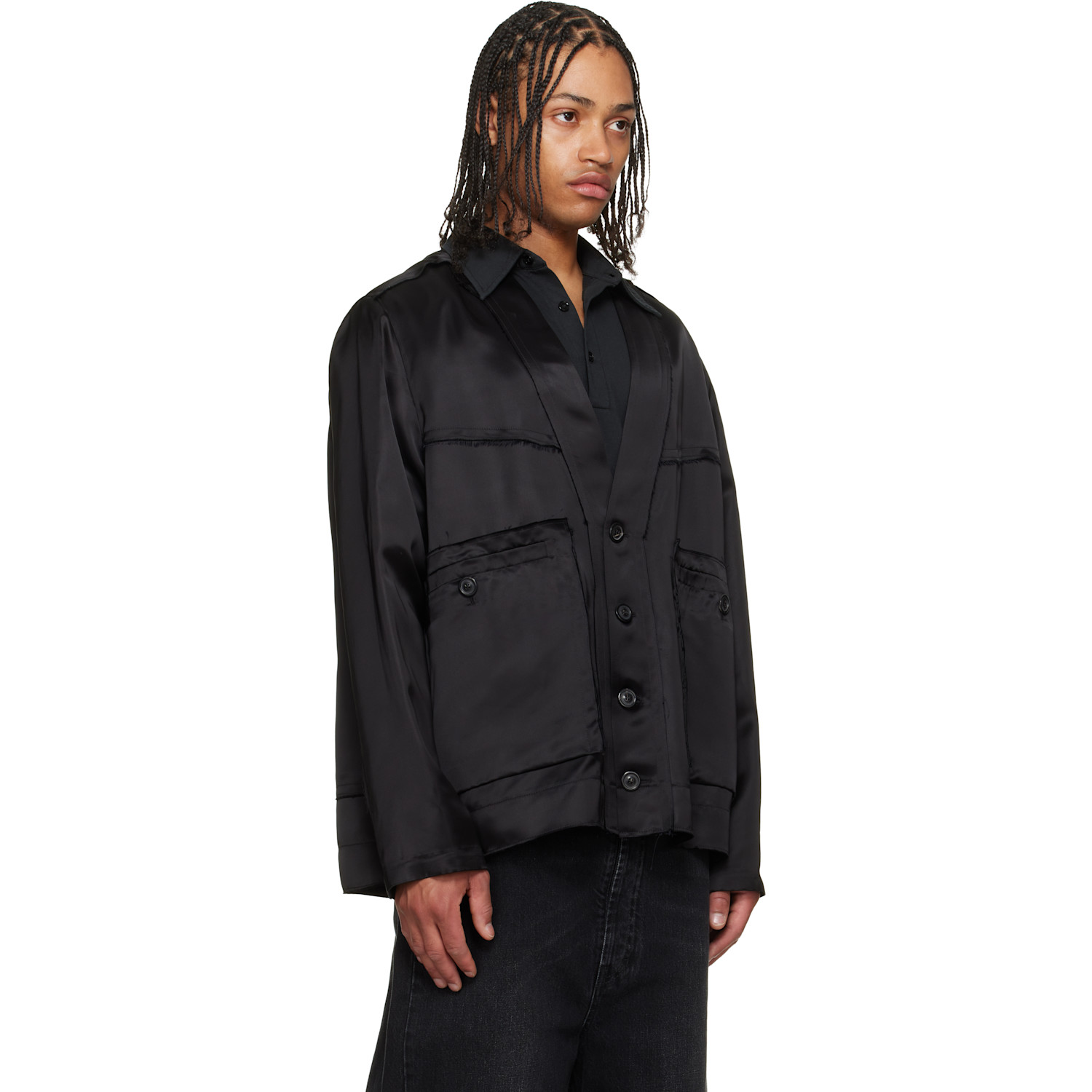  Maison Margiela Black Patchwork Satin Jacket 