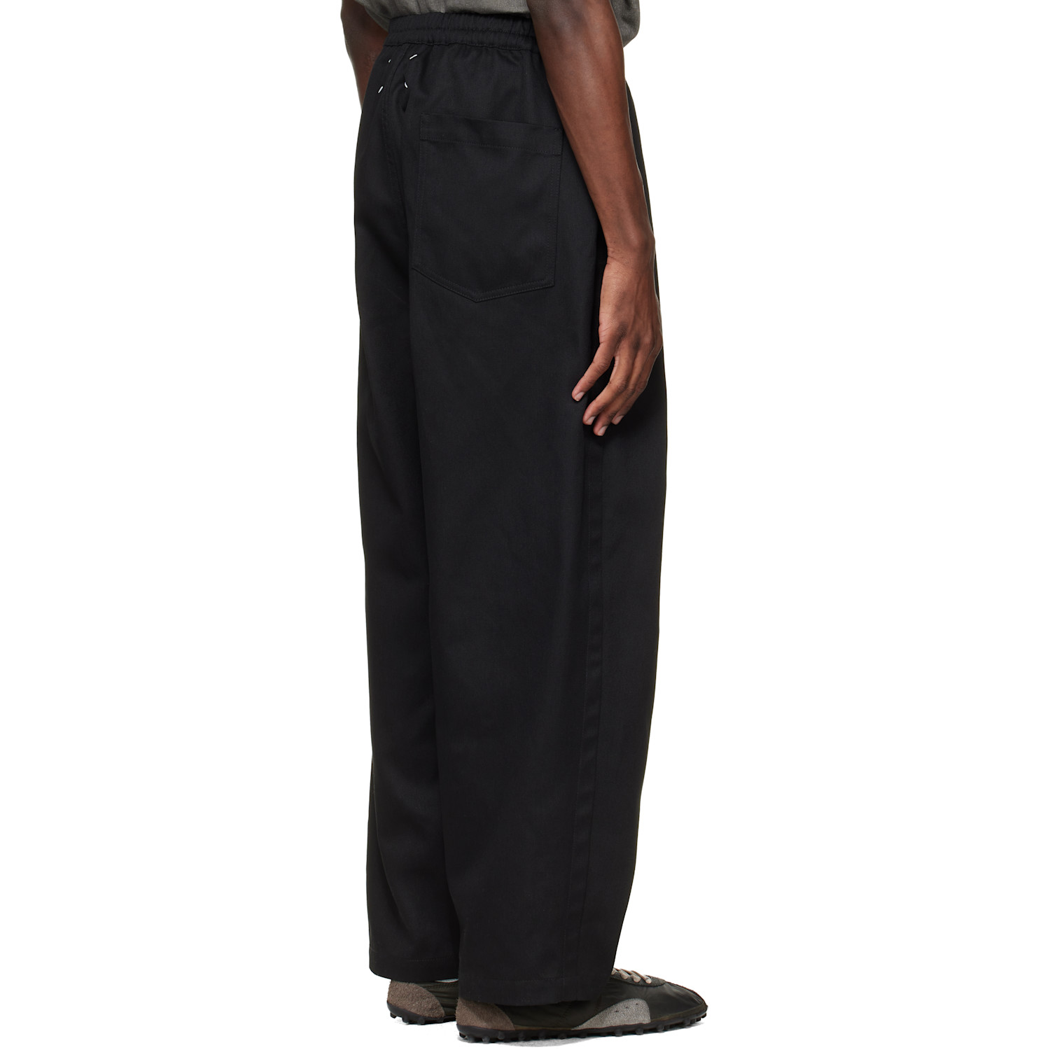  Maison Margiela Black Dropped-rise Cotton Trousers 