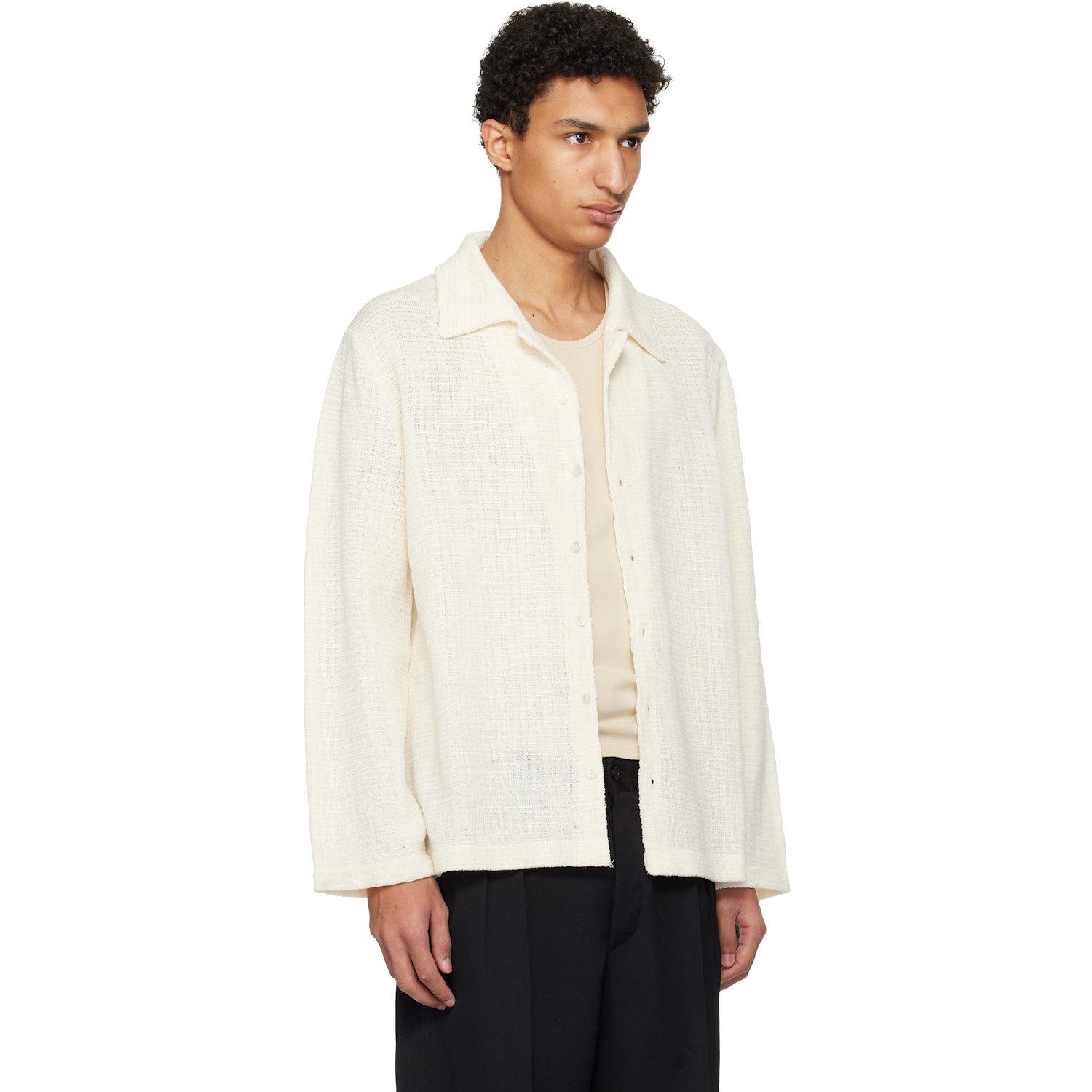  Maison Margiela Off-white Long-sleeved Textured Shirt 