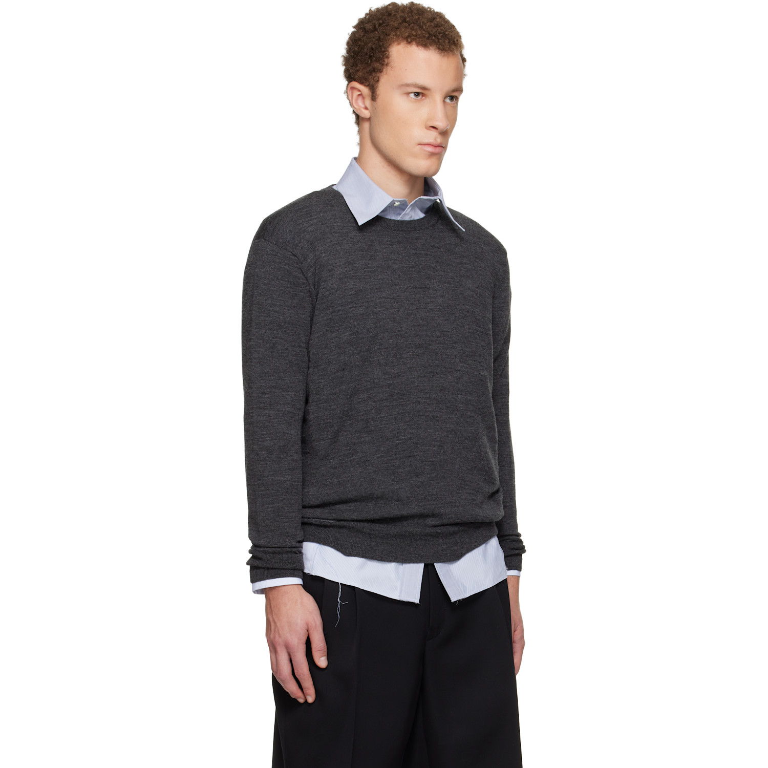  Maison Margiela Gray Wool-blend Patch Sweater 