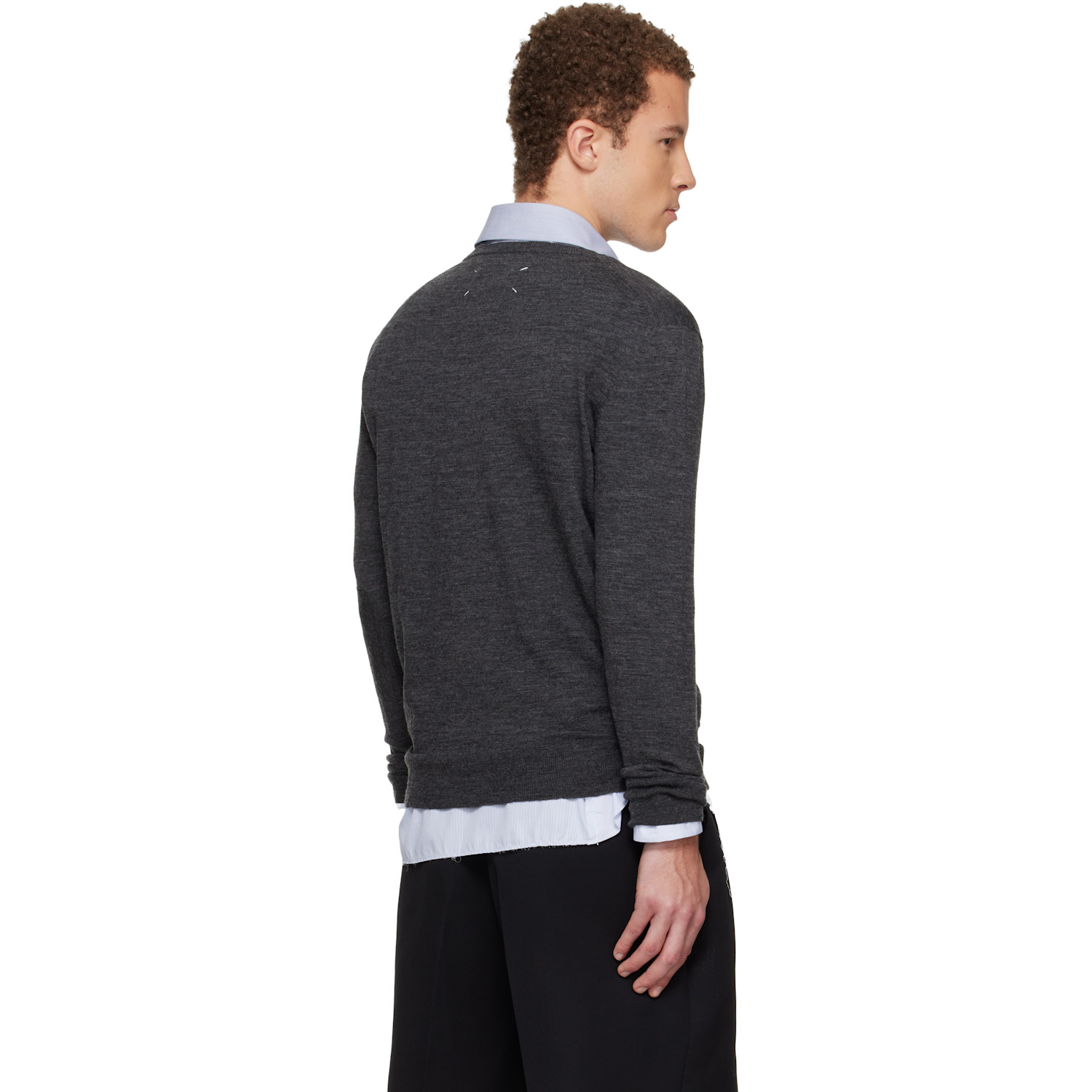  Maison Margiela Gray Wool-blend Patch Sweater 