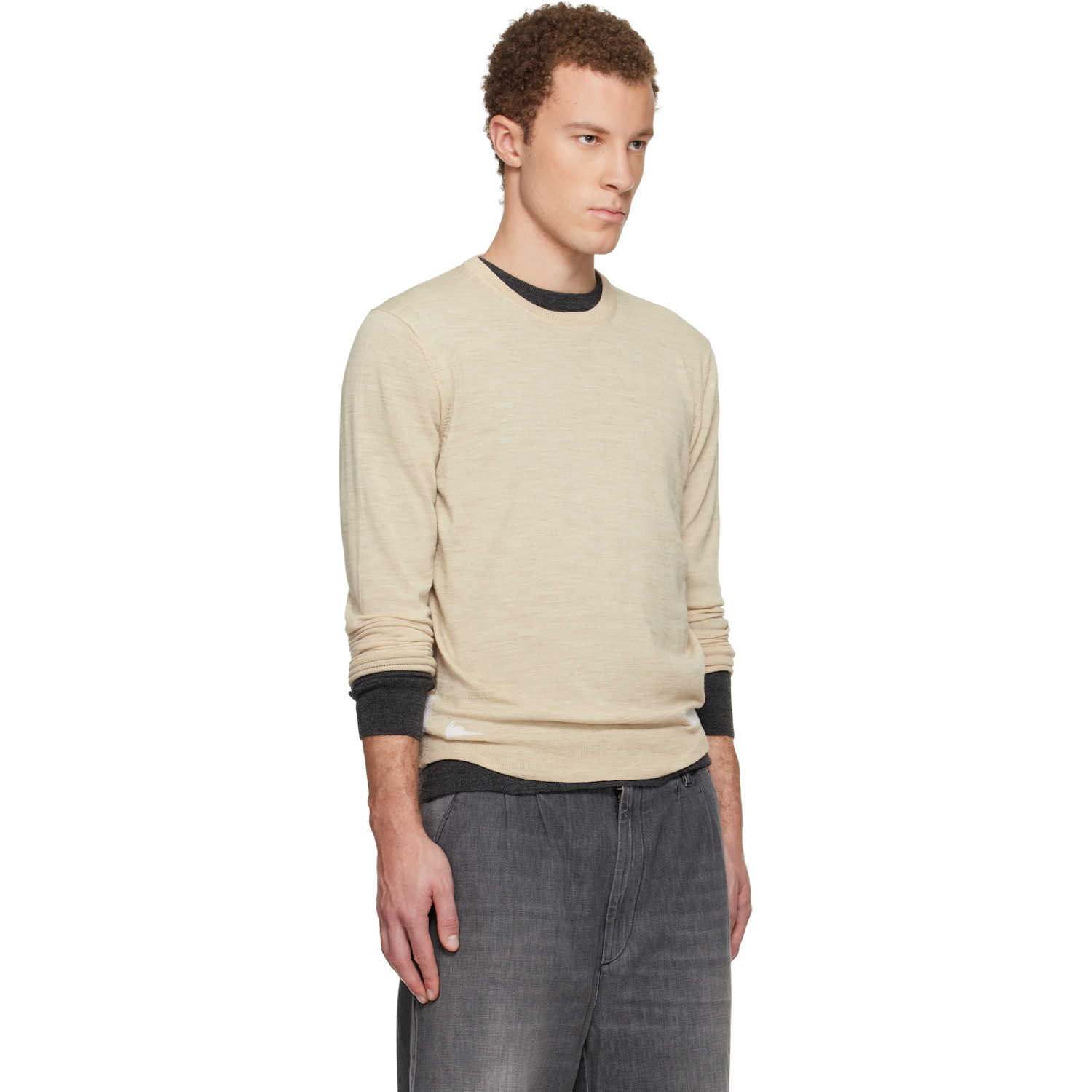  Maison Margiela Beige Wool-blend Patch Sweater 