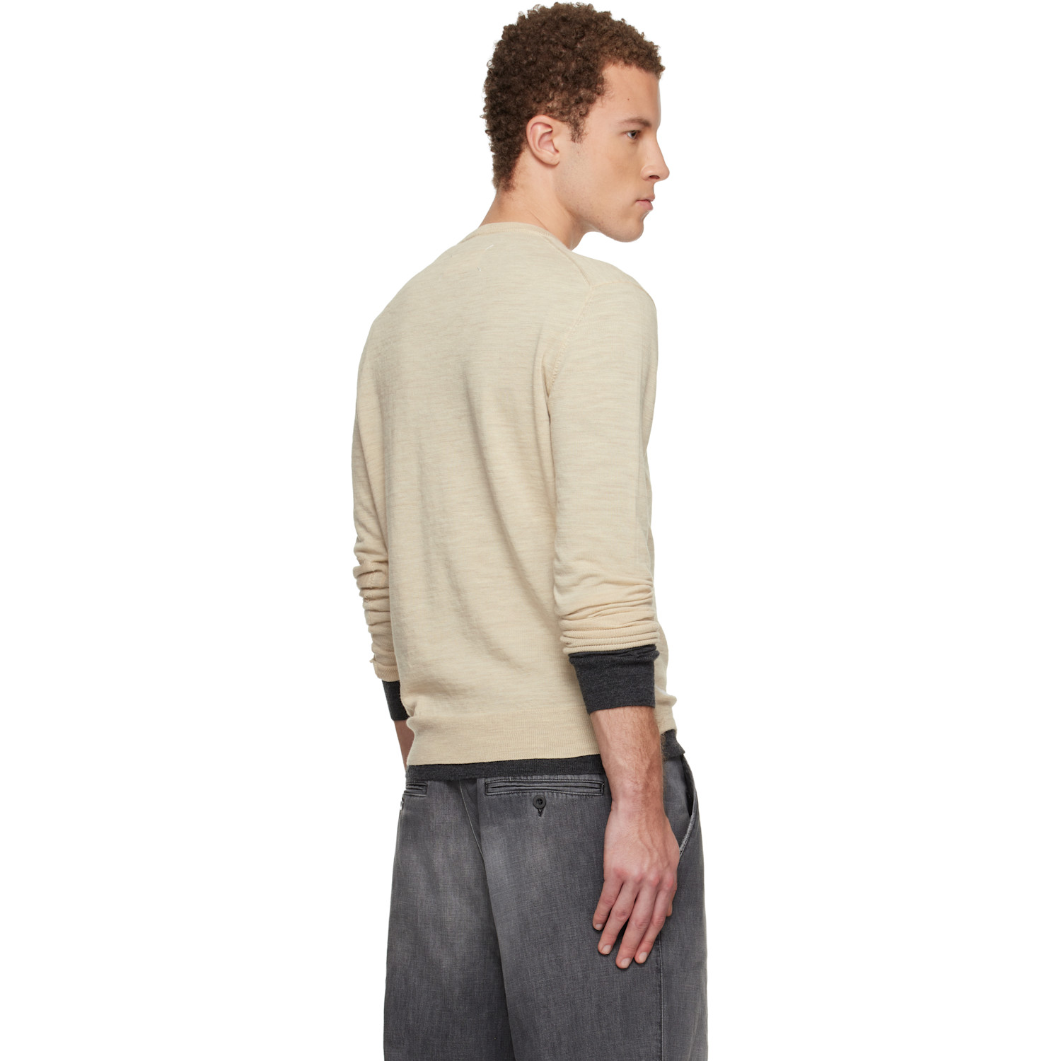  Maison Margiela Beige Wool-blend Patch Sweater 