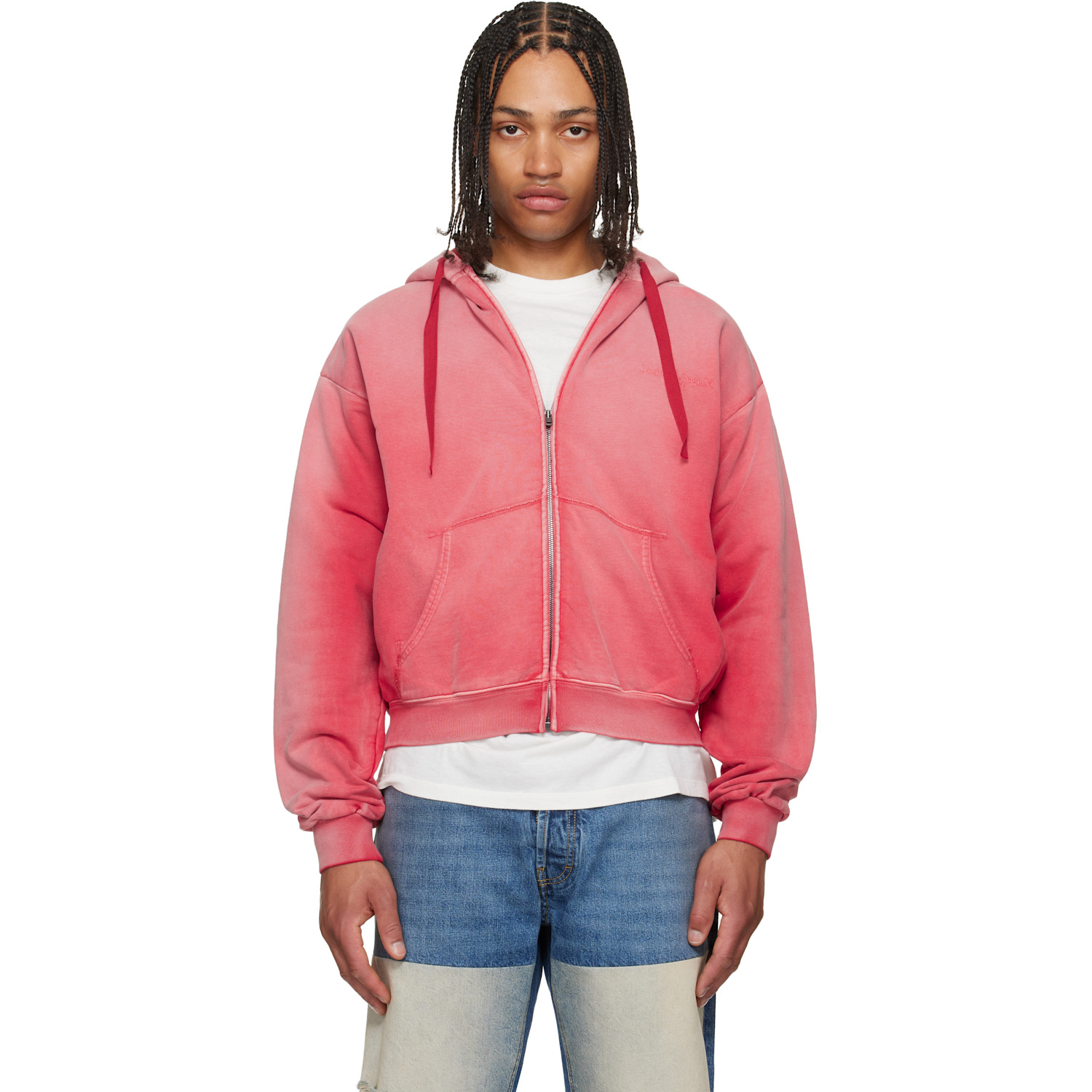 Maison Margiela Red Embroidered Logo Hoodie