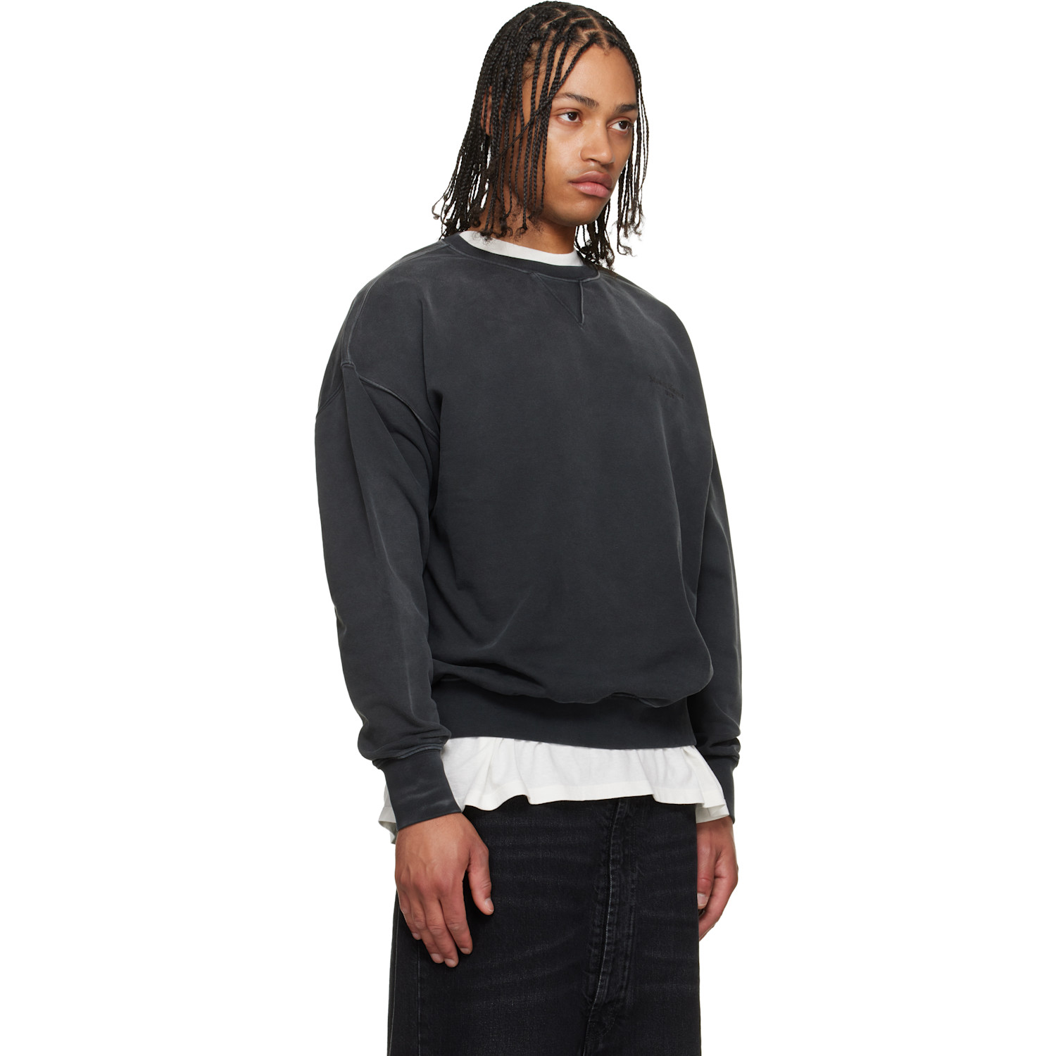  Maison Margiela Black Embroidered Logo Sweatshirt 