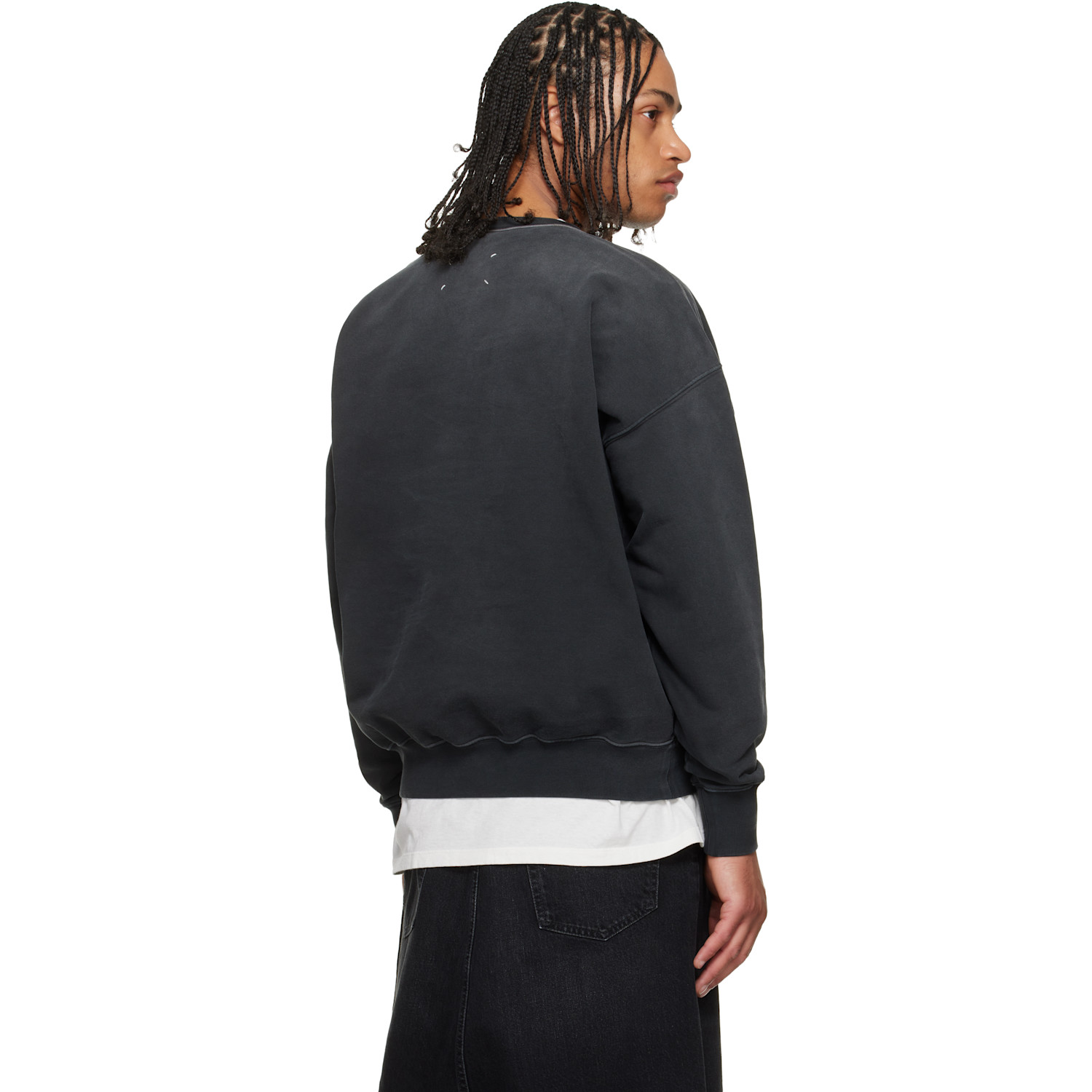  Maison Margiela Black Embroidered Logo Sweatshirt 