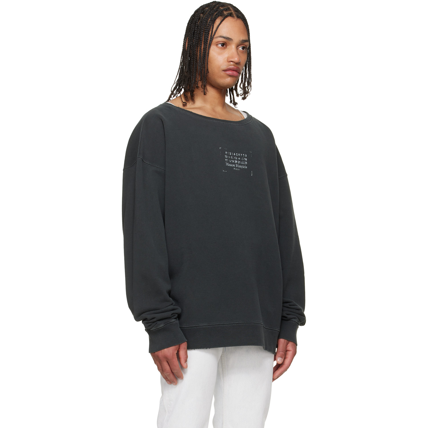  Maison Margiela Black Printed Logo Sweatshirt 