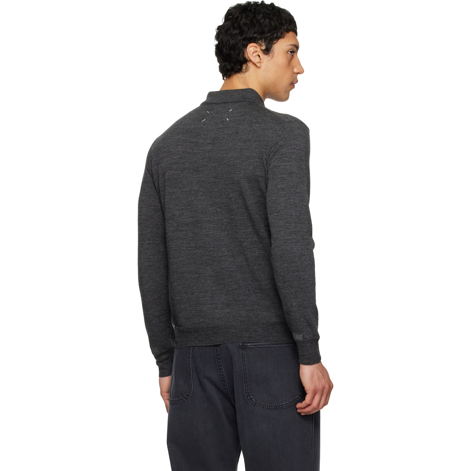  Maison Margiela Gray Patchwork Knit Polo 