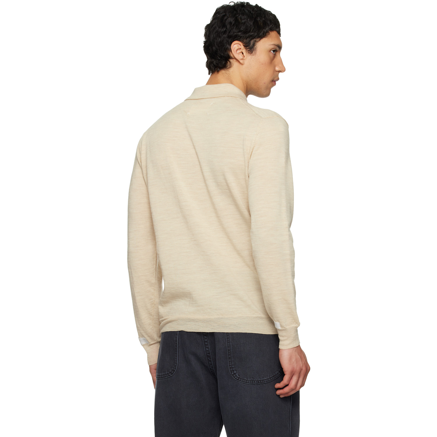  Maison Margiela Off White Patchwork Knit Polo 
