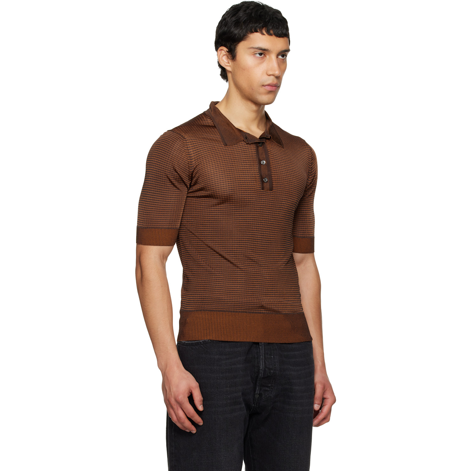  Maison Margiela Orange Dandy Check Wool Knit Polo 