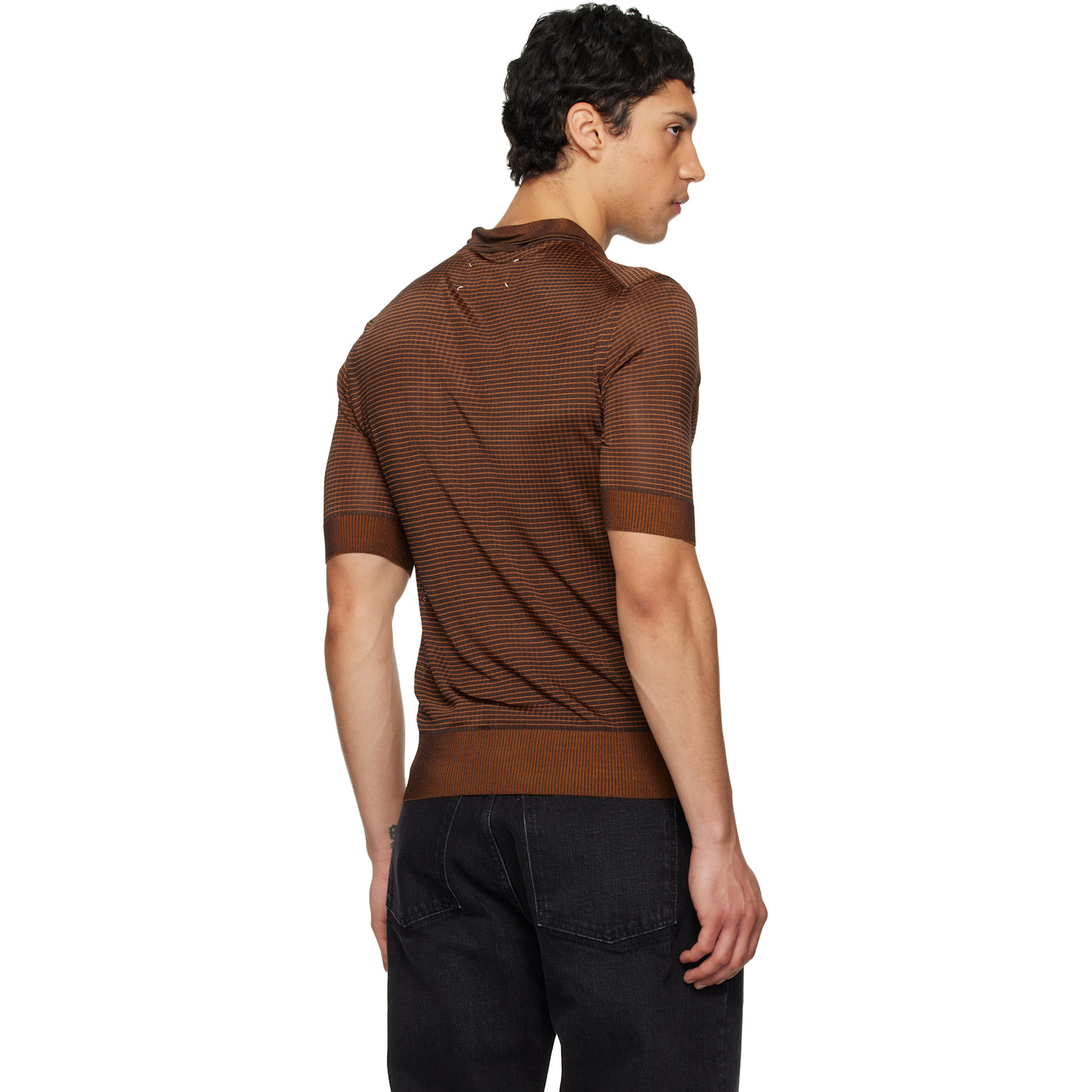  Maison Margiela Orange Dandy Check Wool Knit Polo 