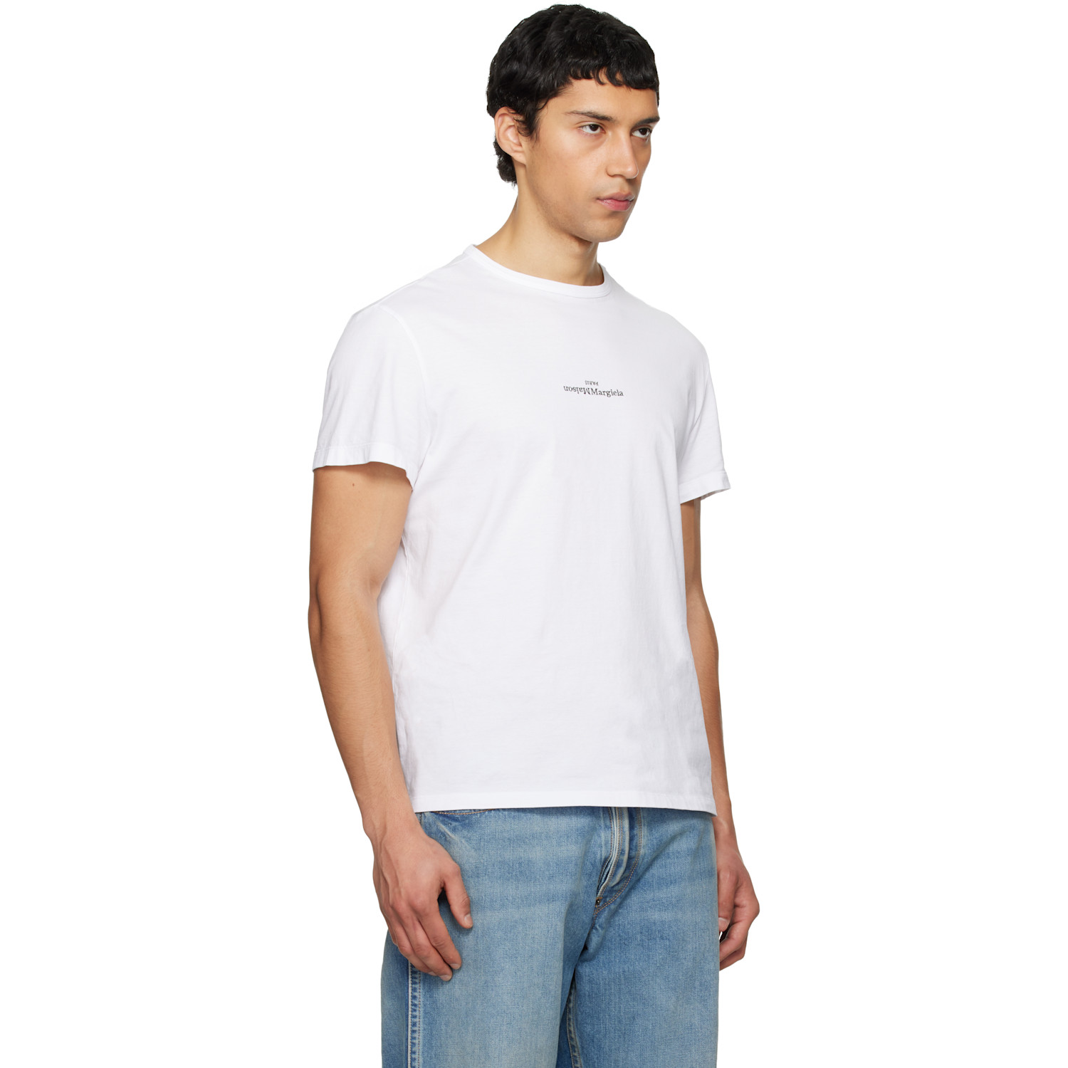  Maison Margiela White Distorted Logo T-shirt 