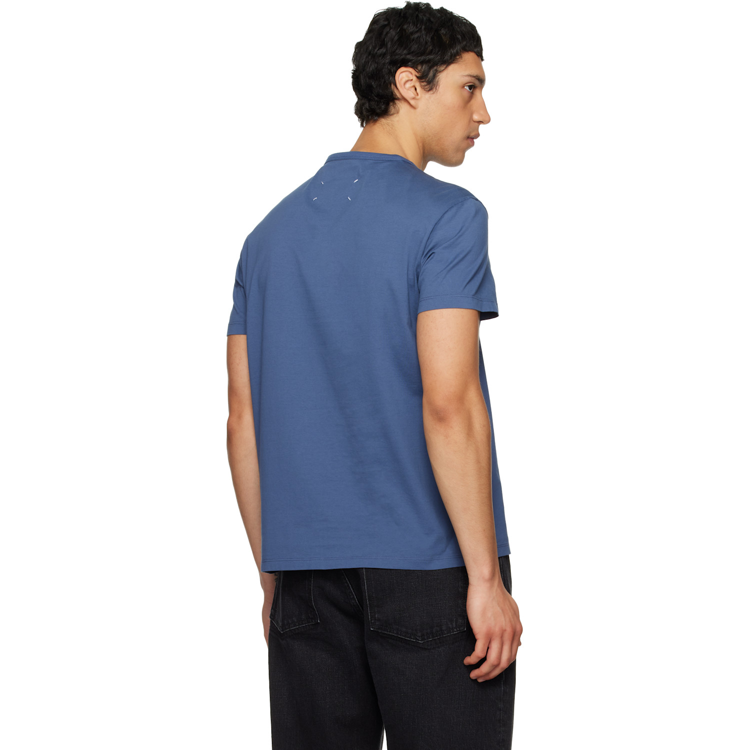  Maison Margiela Blue Distorted Logo T-shirt 