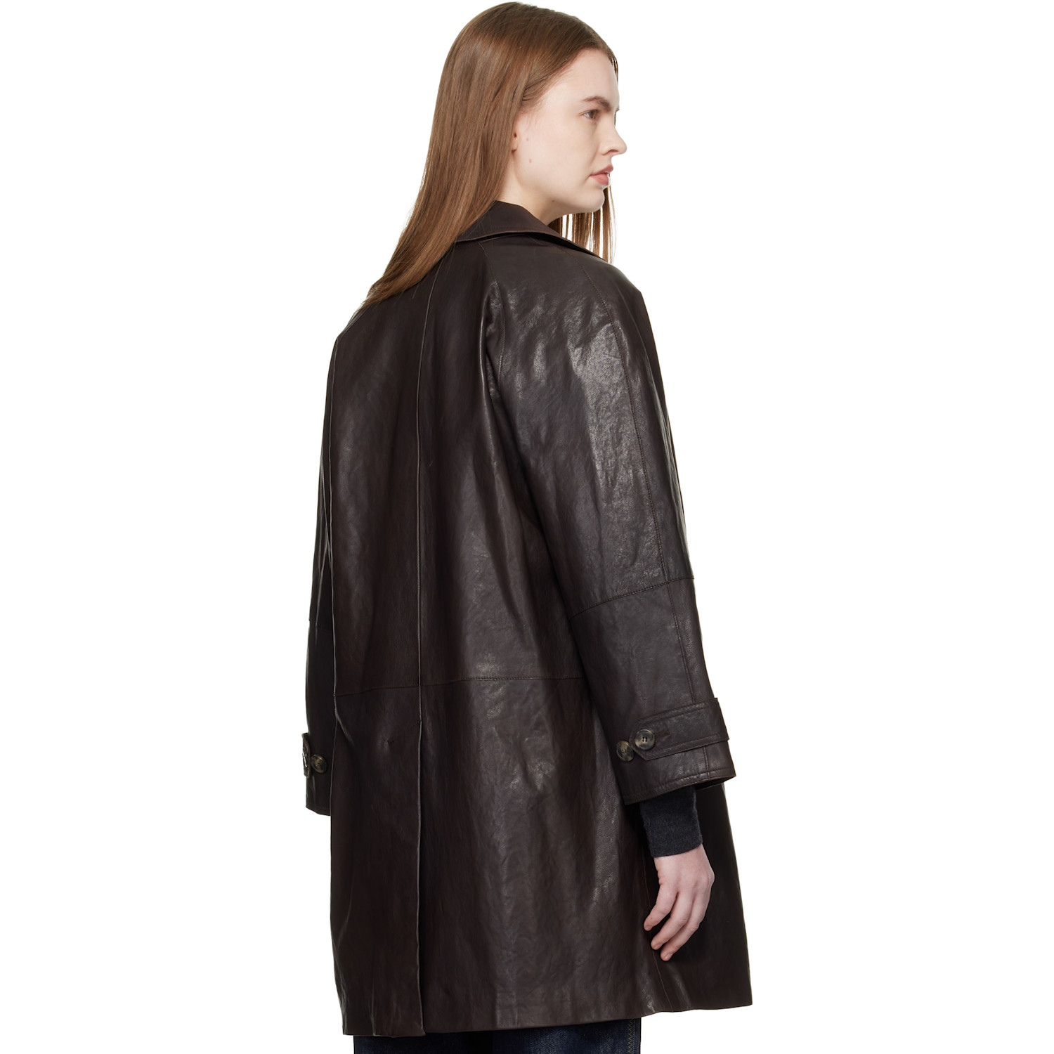  Weekend Max Mara Brown Camino Leather Coat 