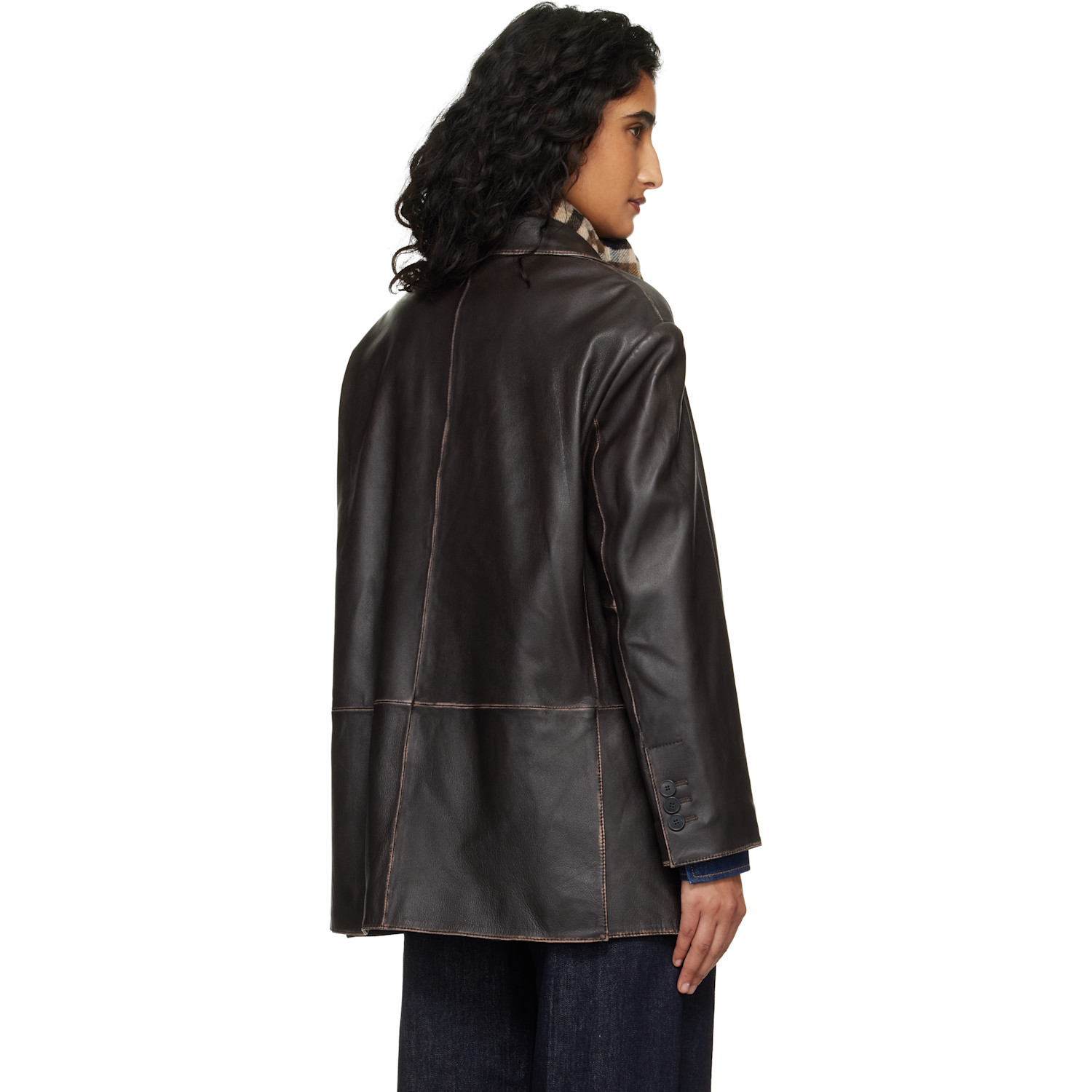  Weekend Max Mara Brown Pila Leather Blazer 
