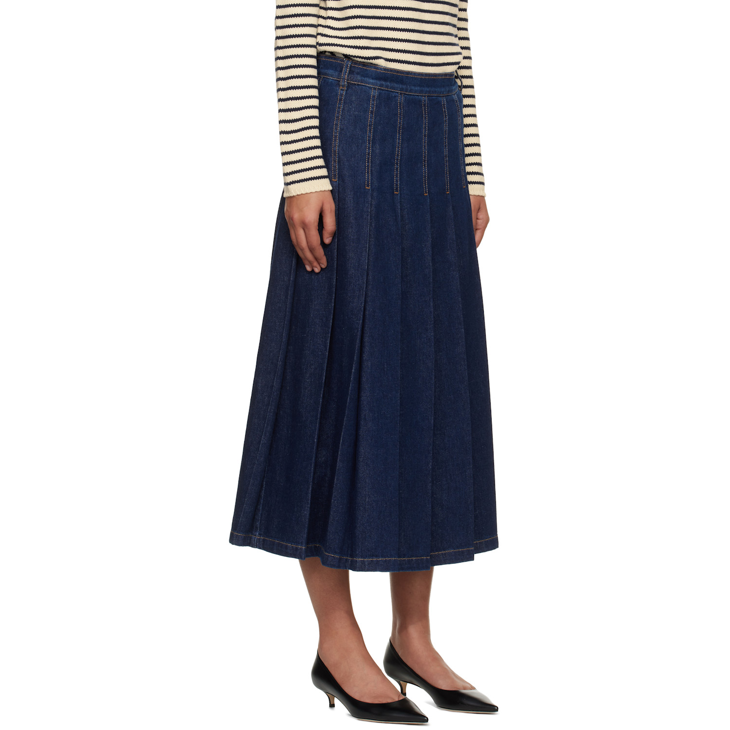  Weekend Max Mara Navy Wkdovale Denim Midi Skirt 