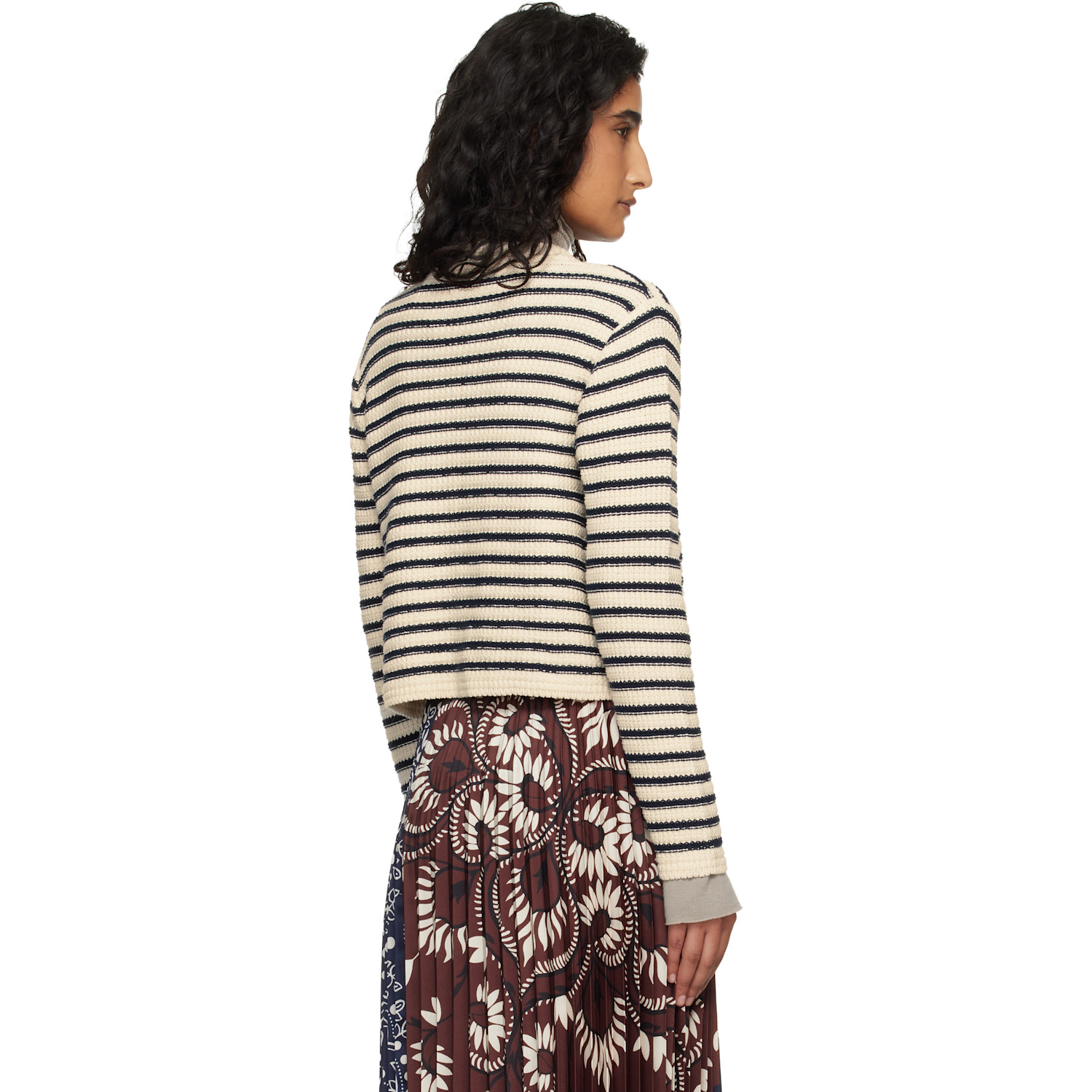  Weekend Max Mara Navy & Off-white Striped Cardigan 