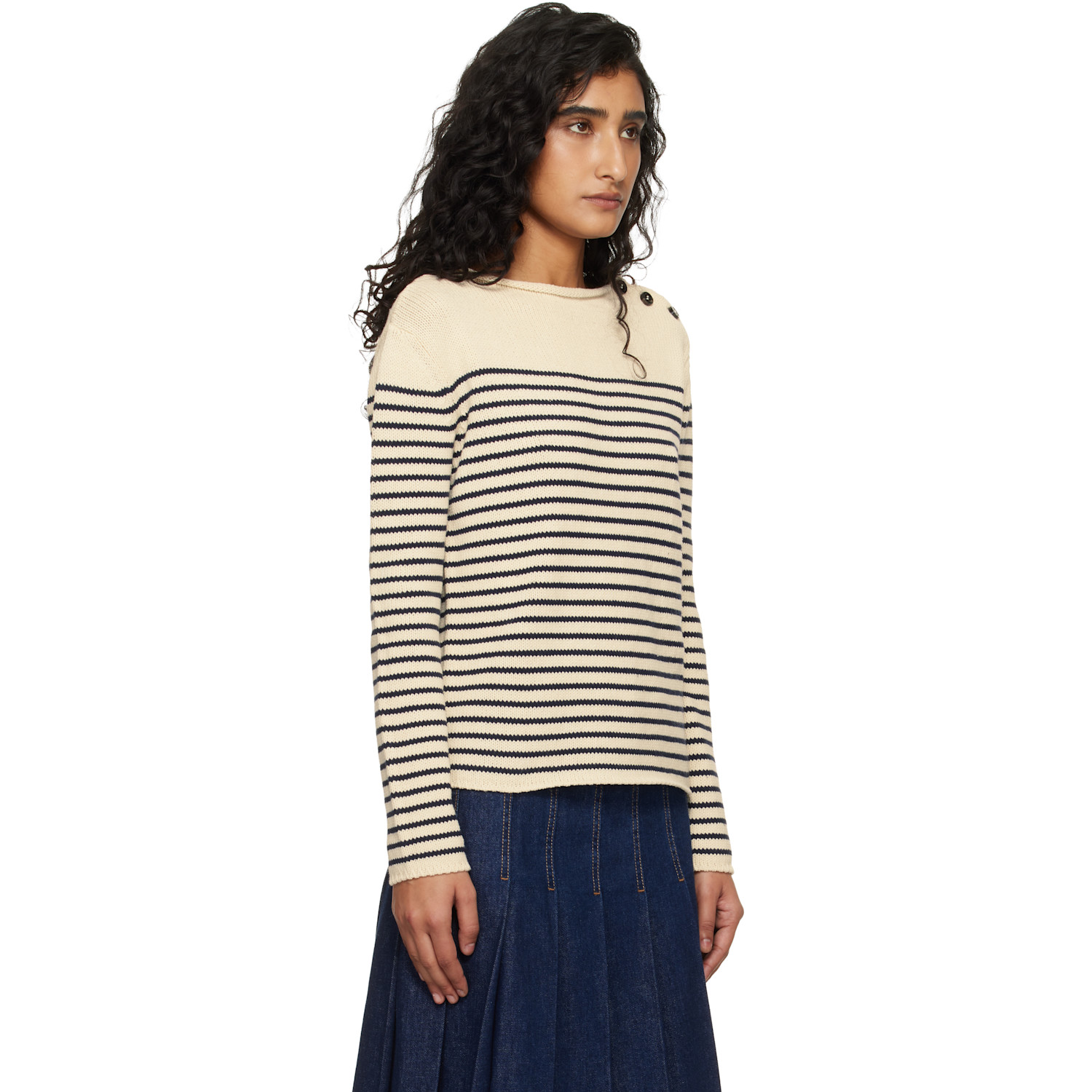  Weekend Max Mara Off-white & Navy Wkdquadro Sweater 