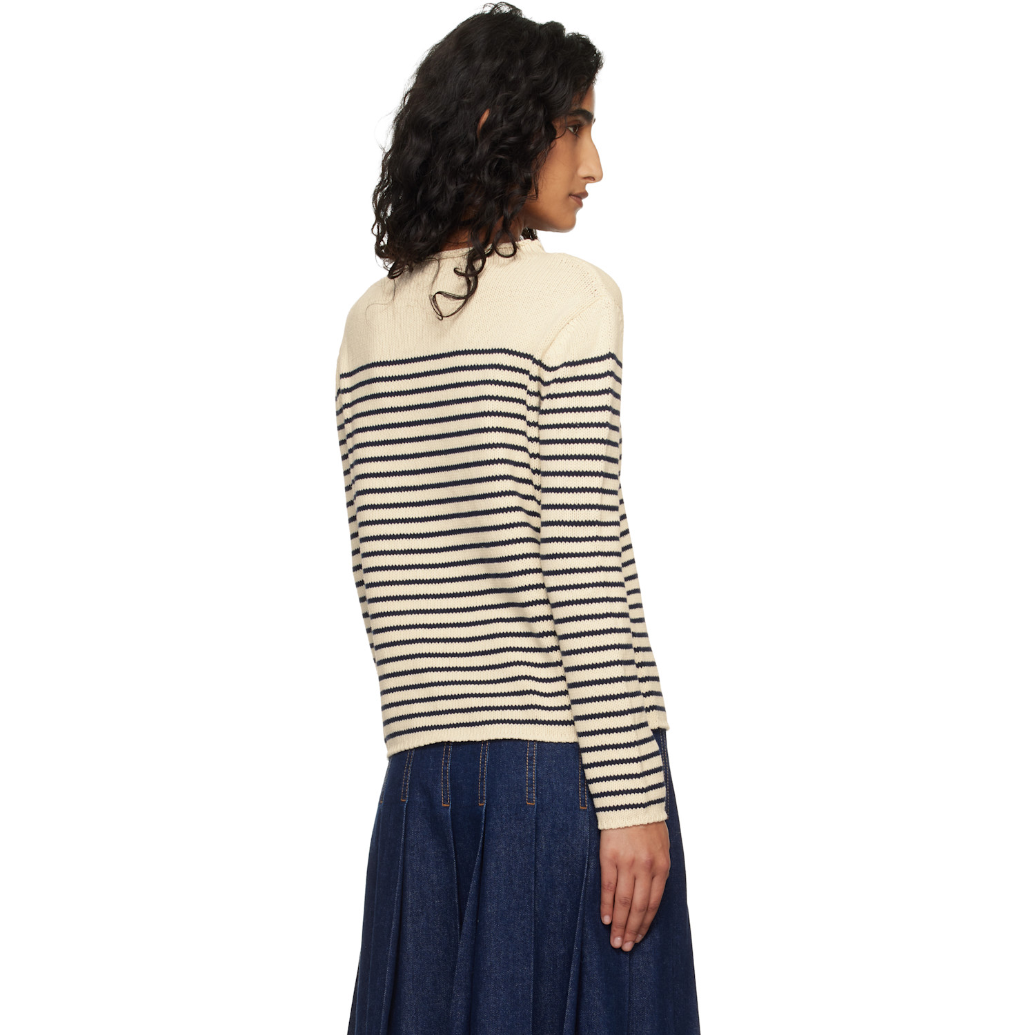  Weekend Max Mara Off-white & Navy Wkdquadro Sweater 