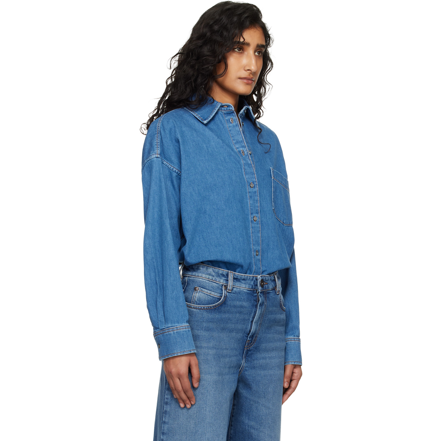  Weekend Max Mara Blue Foggia Denim Shirt 